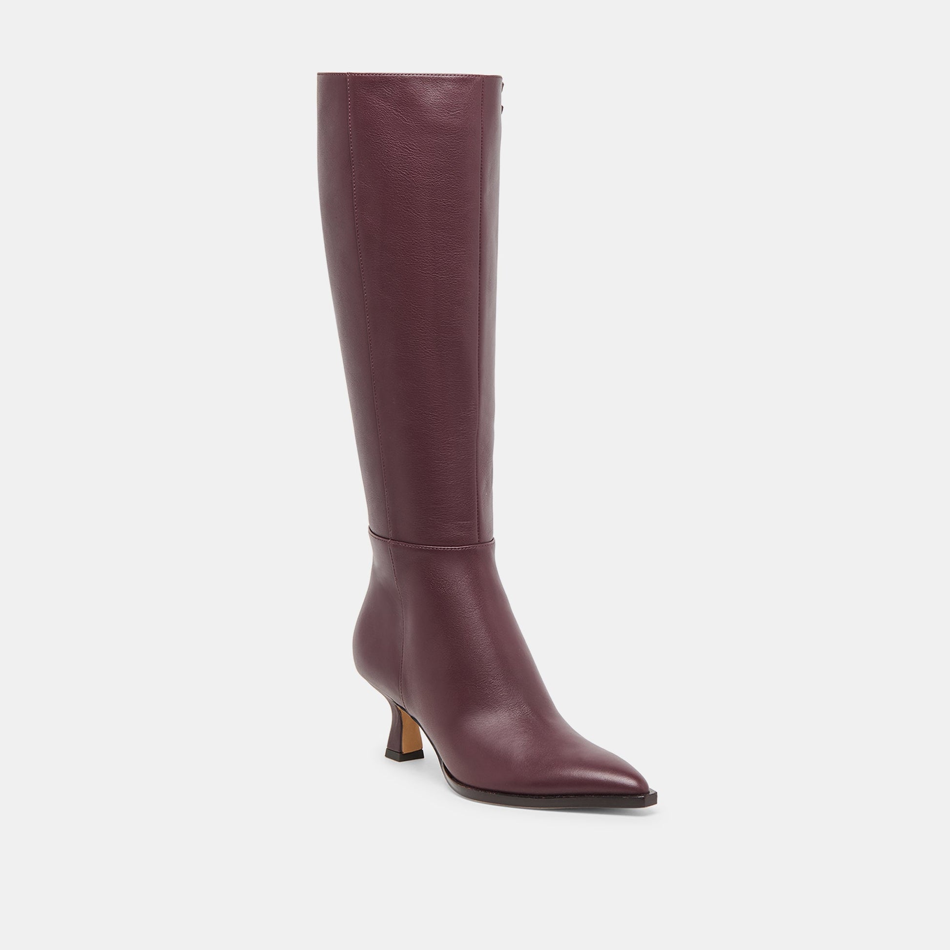 Auggie Wine Leather Wide Calf Boots