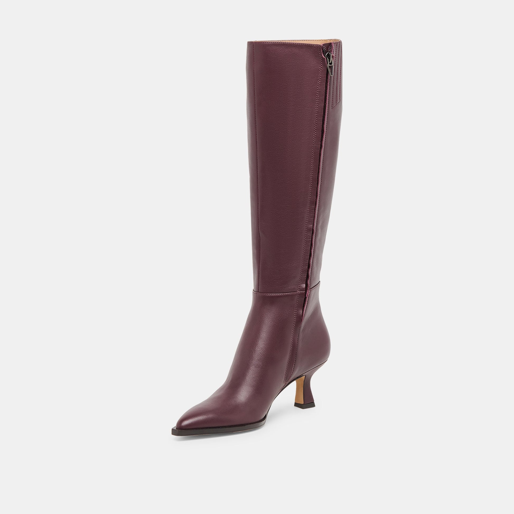 Auggie Wine Leather Wide Calf Boots