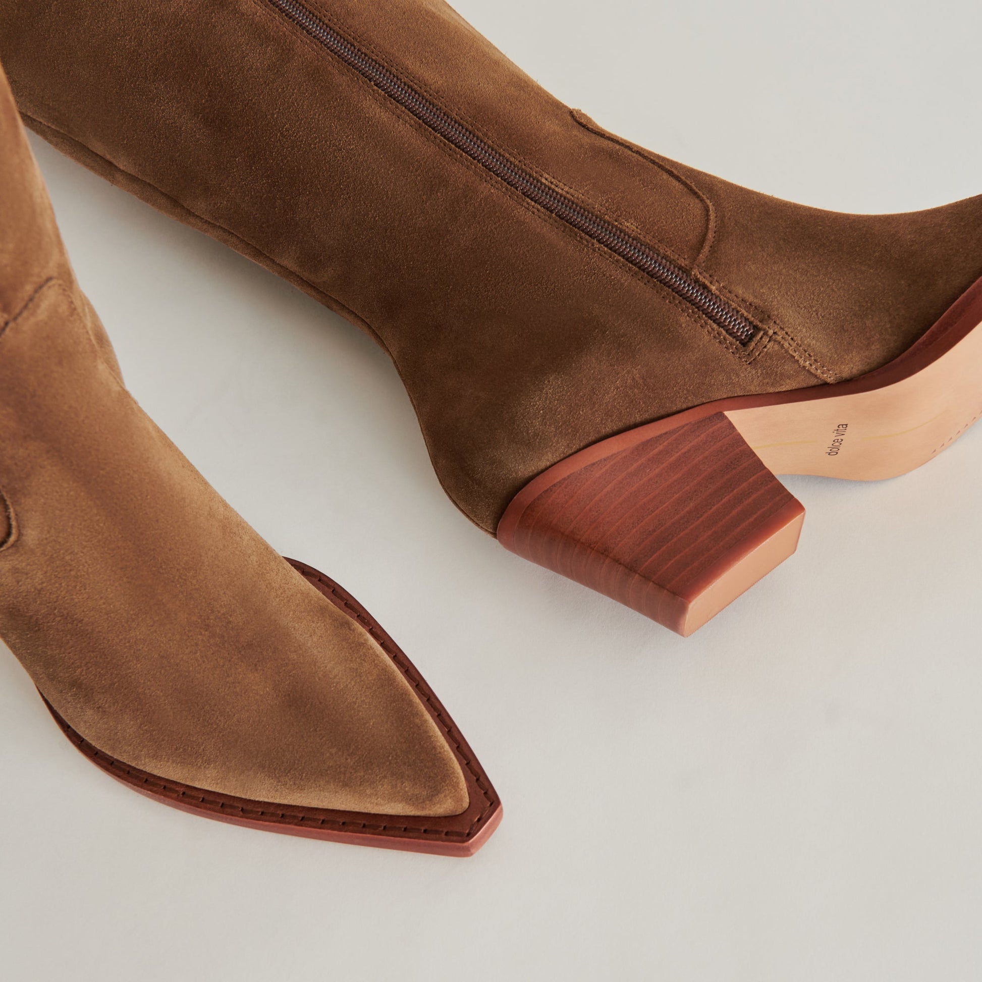 RAJ Wide Calf Boots Brown Suede | Women's Brown Suede Knee-High Boots
 – Dolce Vita