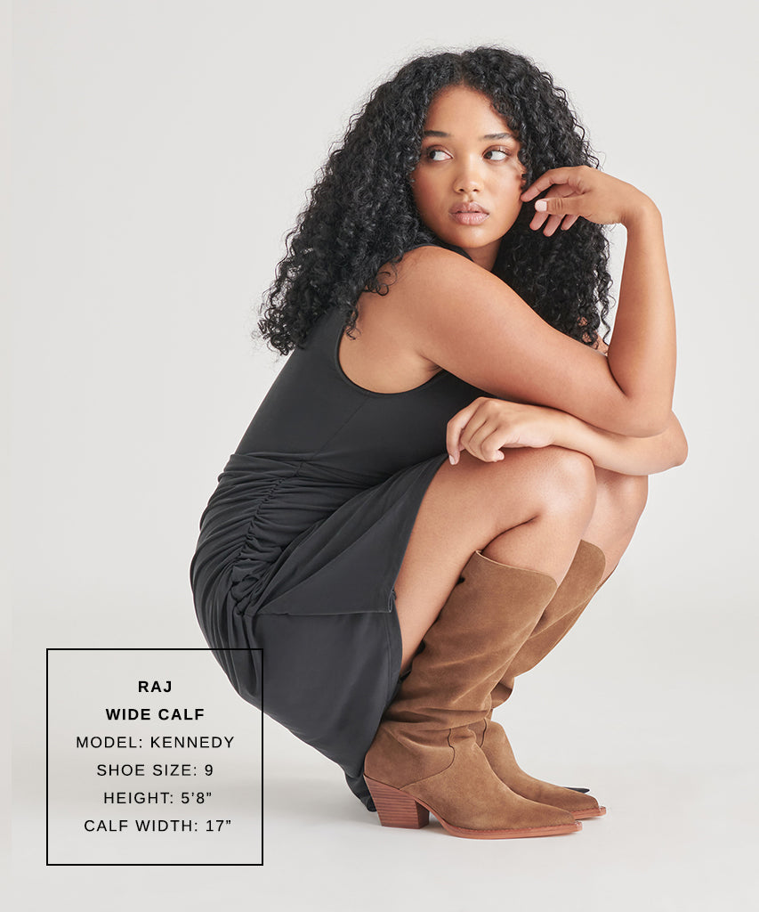 RAJ Wide Calf Boots Brown Suede | Women's Brown Suede Knee-High Boots
 – Dolce Vita