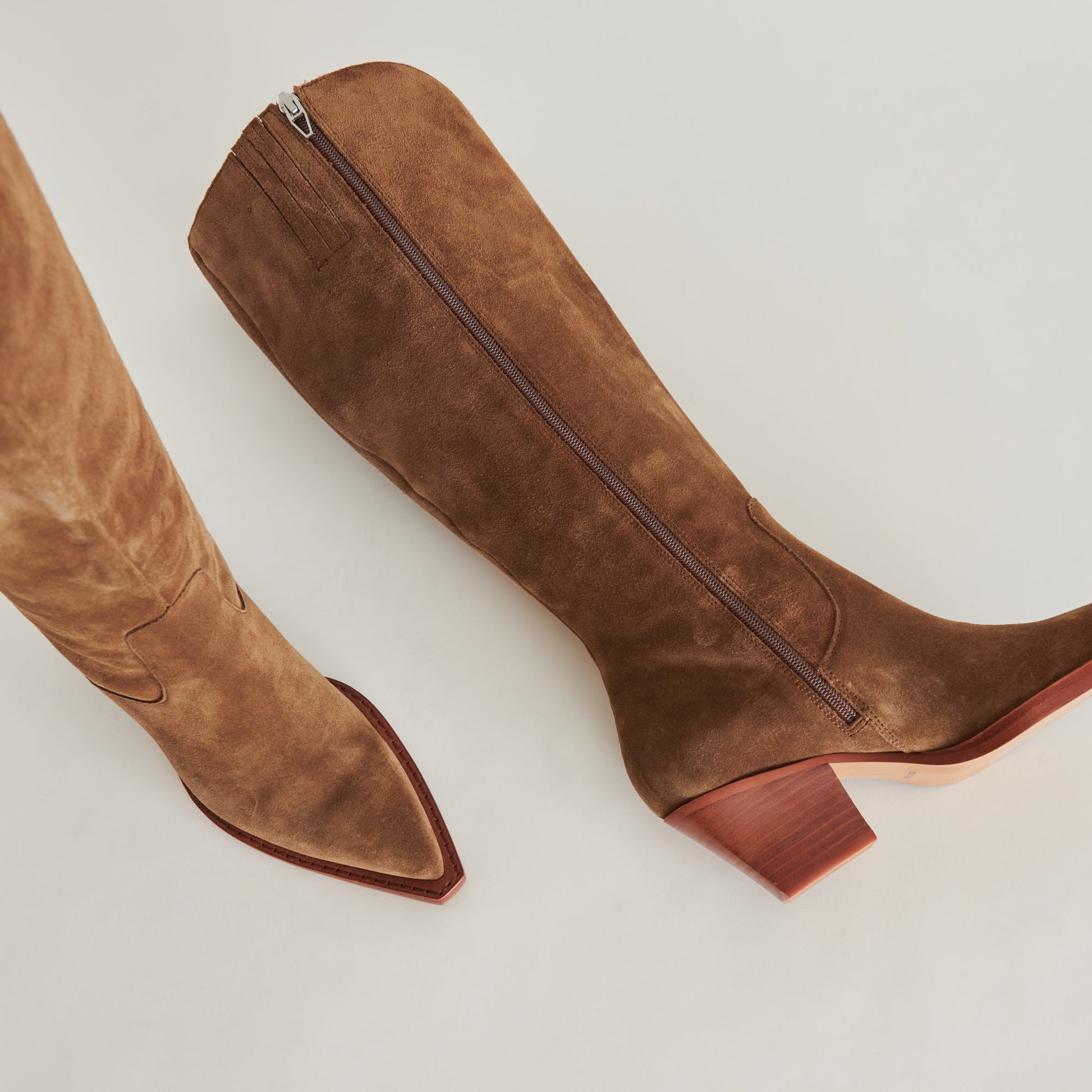 RAJ Wide Calf Boots Brown Suede | Women's Brown Suede Knee-High Boots
 – Dolce Vita