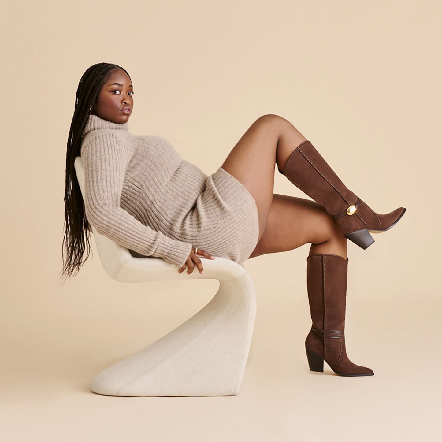 Jody Dk Brown Suede Wide Calf Boots