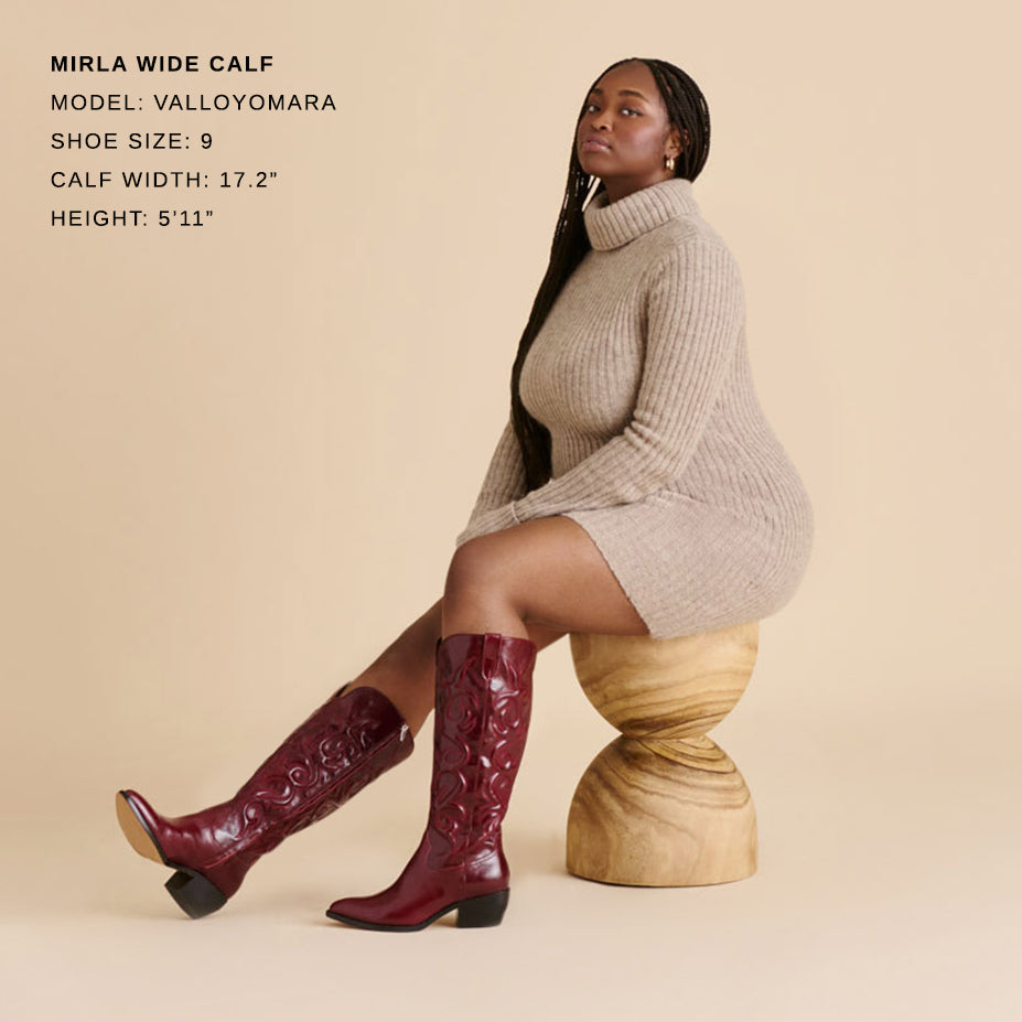Mirla Oxblood Leather Wide Calf Boots