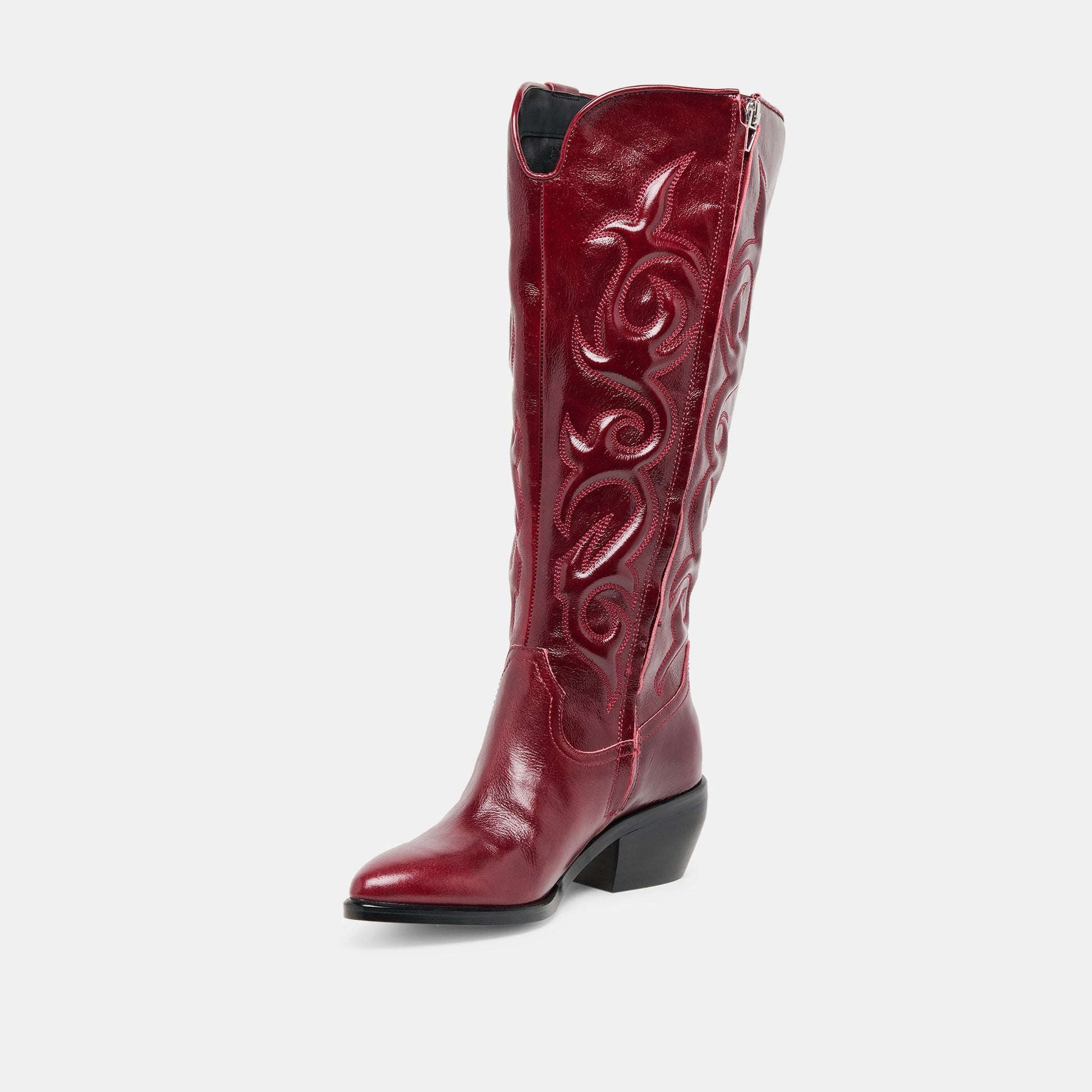 Mirla Oxblood Leather Wide Calf Boots