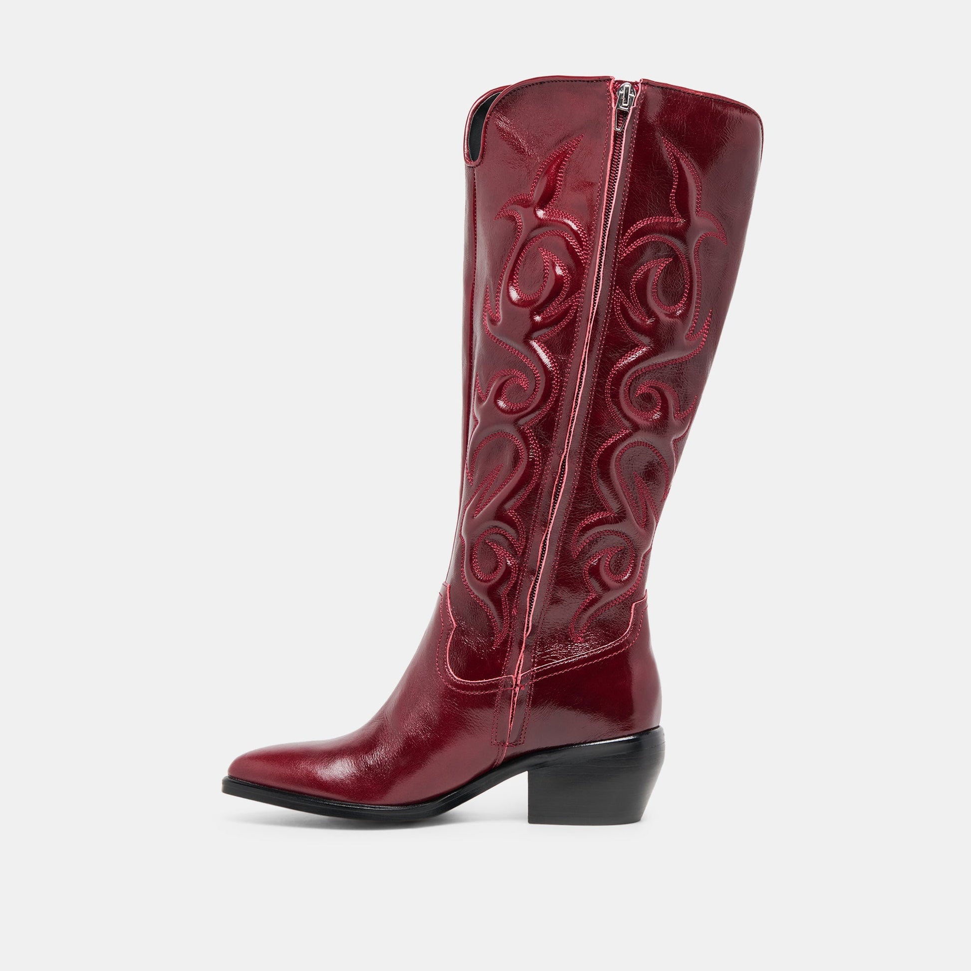 Mirla Oxblood Leather Wide Calf Boots