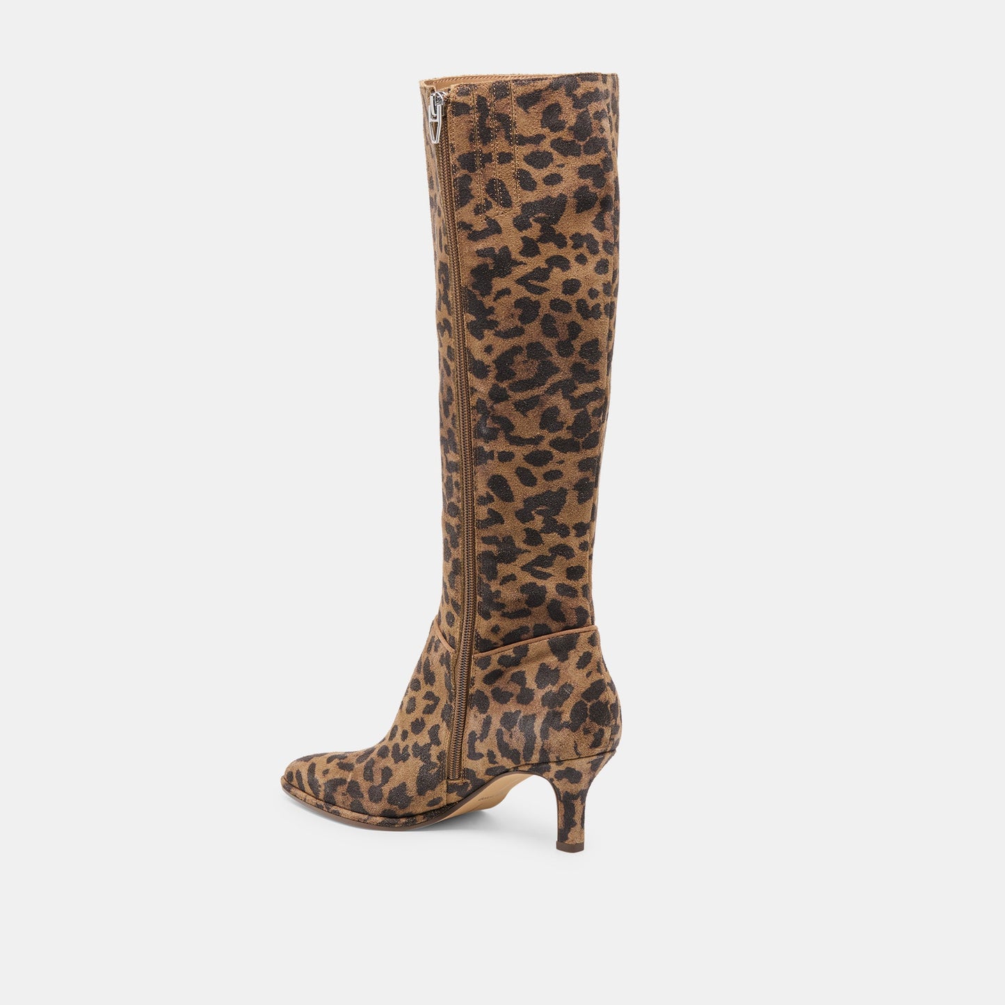 Aldy Brown Leopard Printed Suede Wide Calf Boots