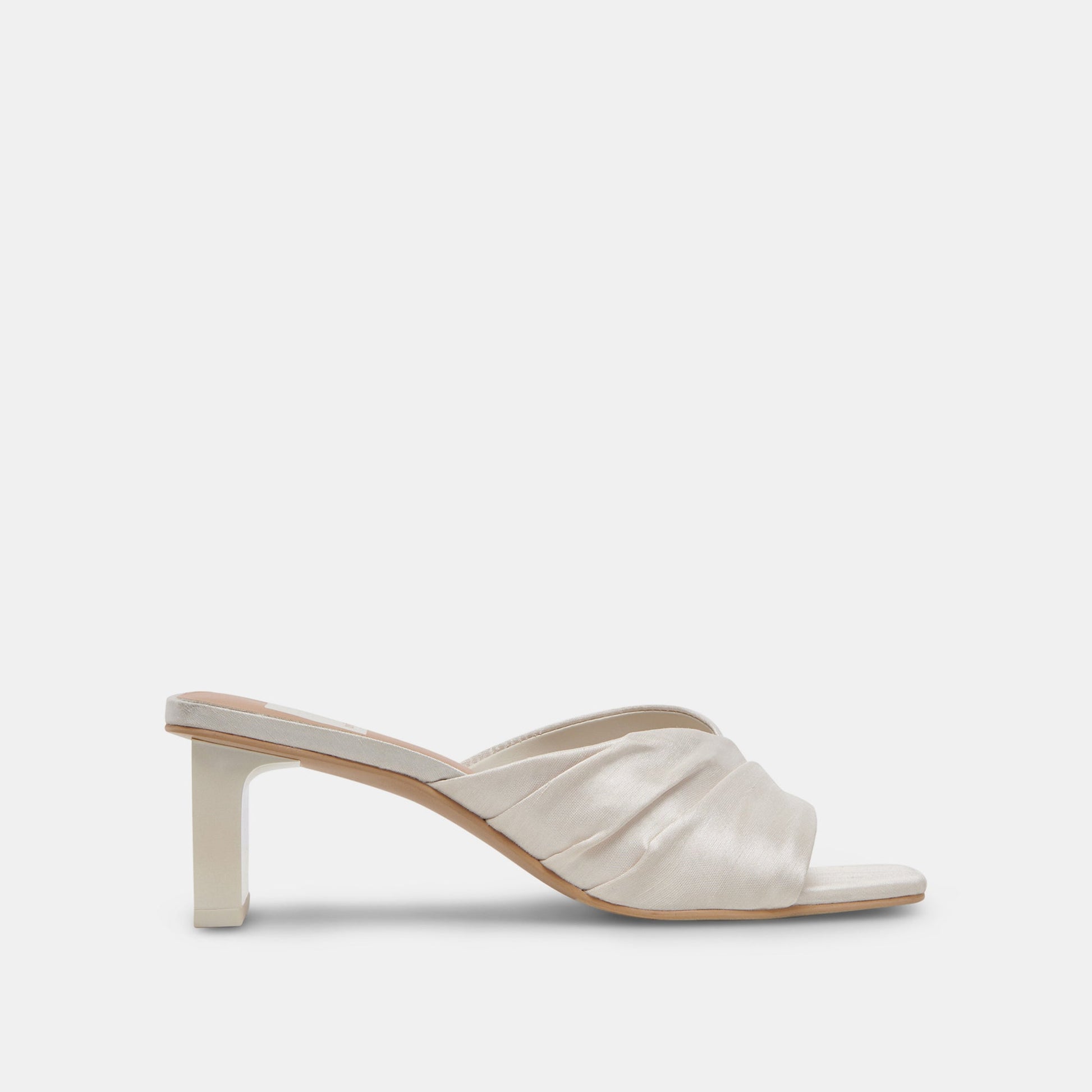 CARLAN HEELS OFF WHITE SILK
 – Dolce Vita