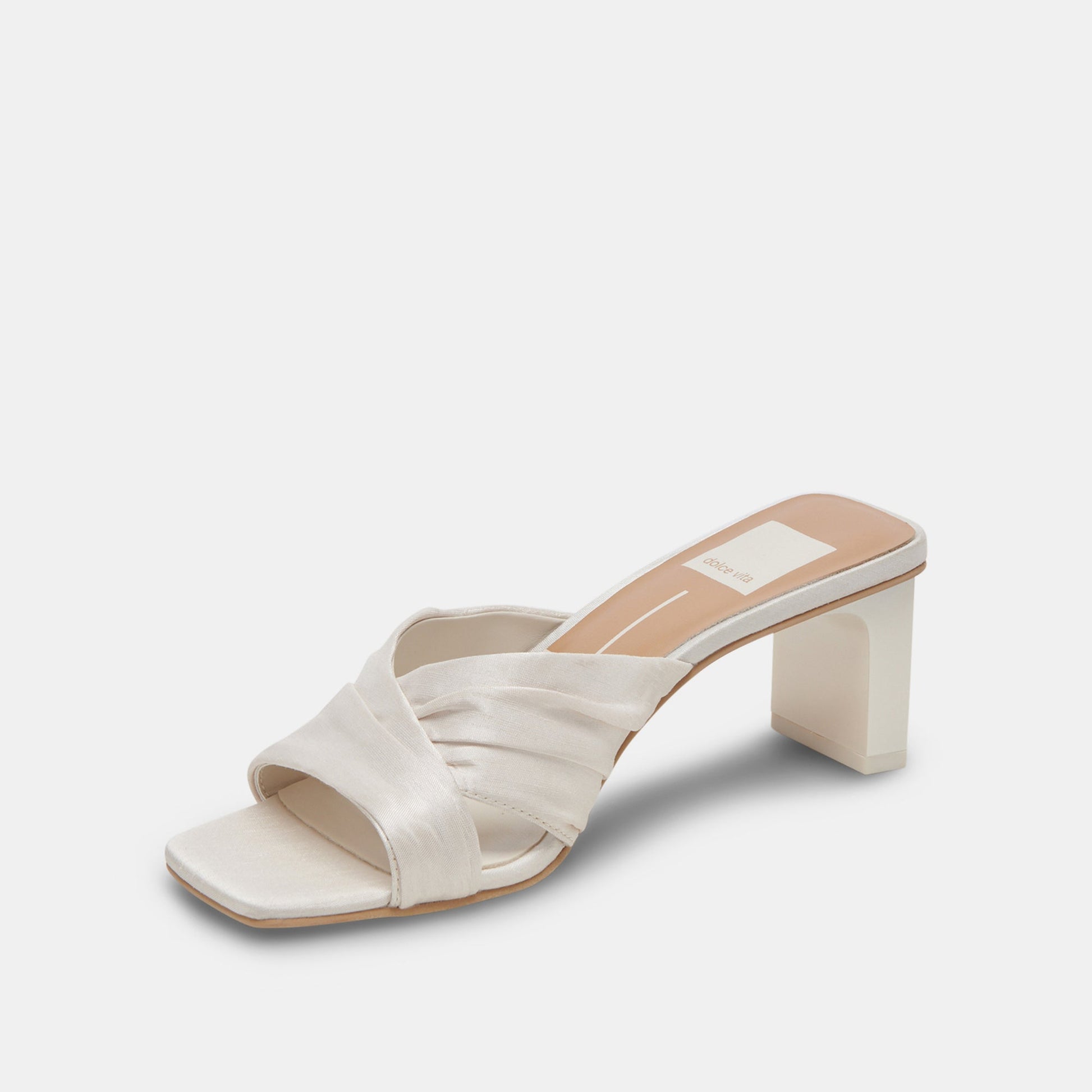 CARLAN HEELS OFF WHITE SILK
 – Dolce Vita