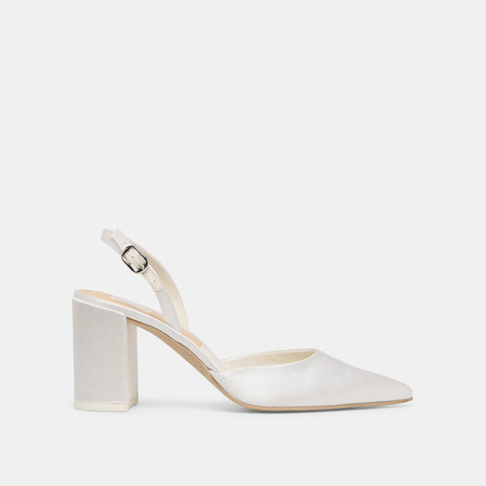 Carel True White Satin High Heels