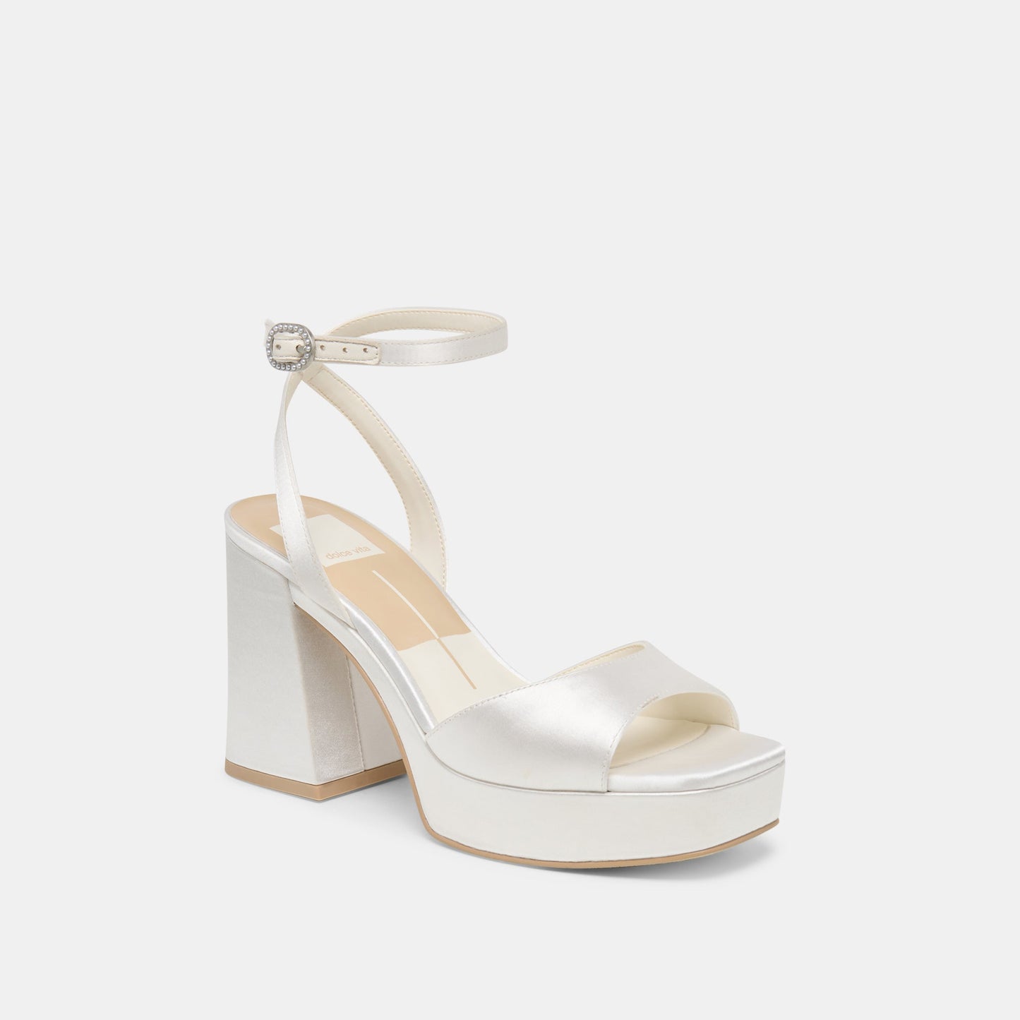 Felica White Satin Heels