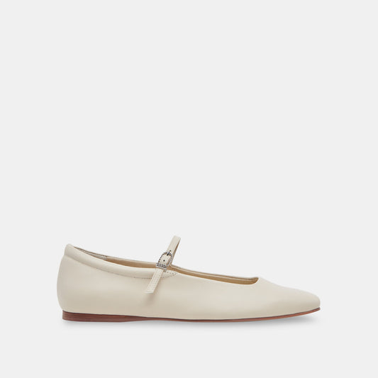 Reyes Ivory Leather Ballet Flats