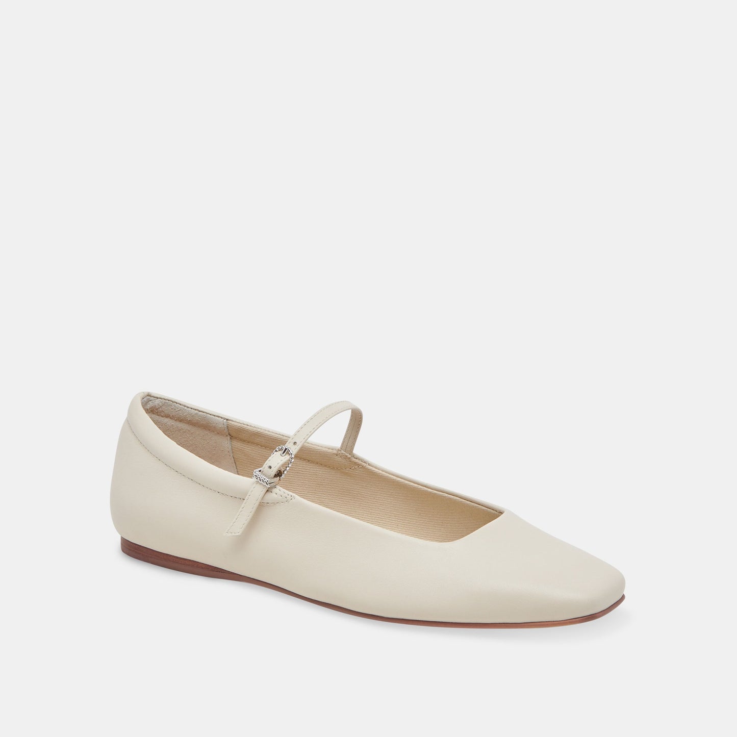 Reyes Ivory Leather Ballet Flats