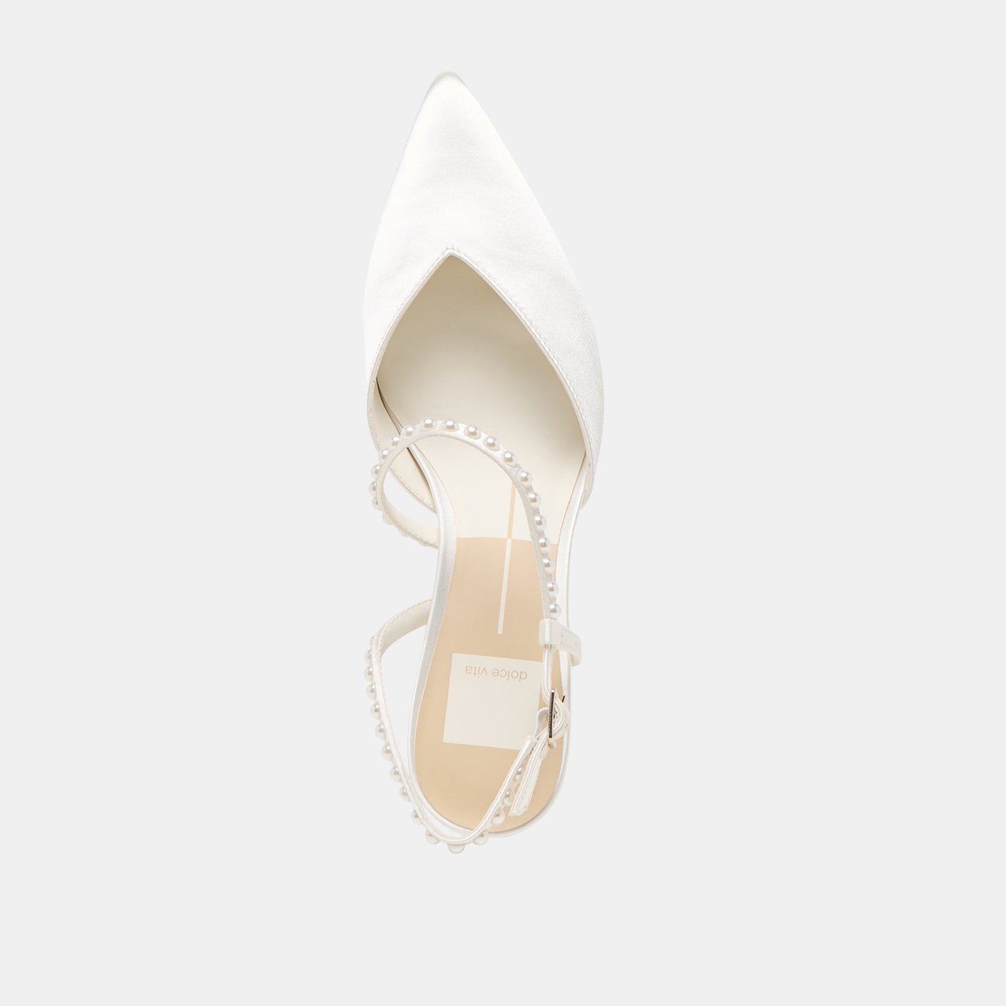 Kamra Pearl True White Satin Mid Heels