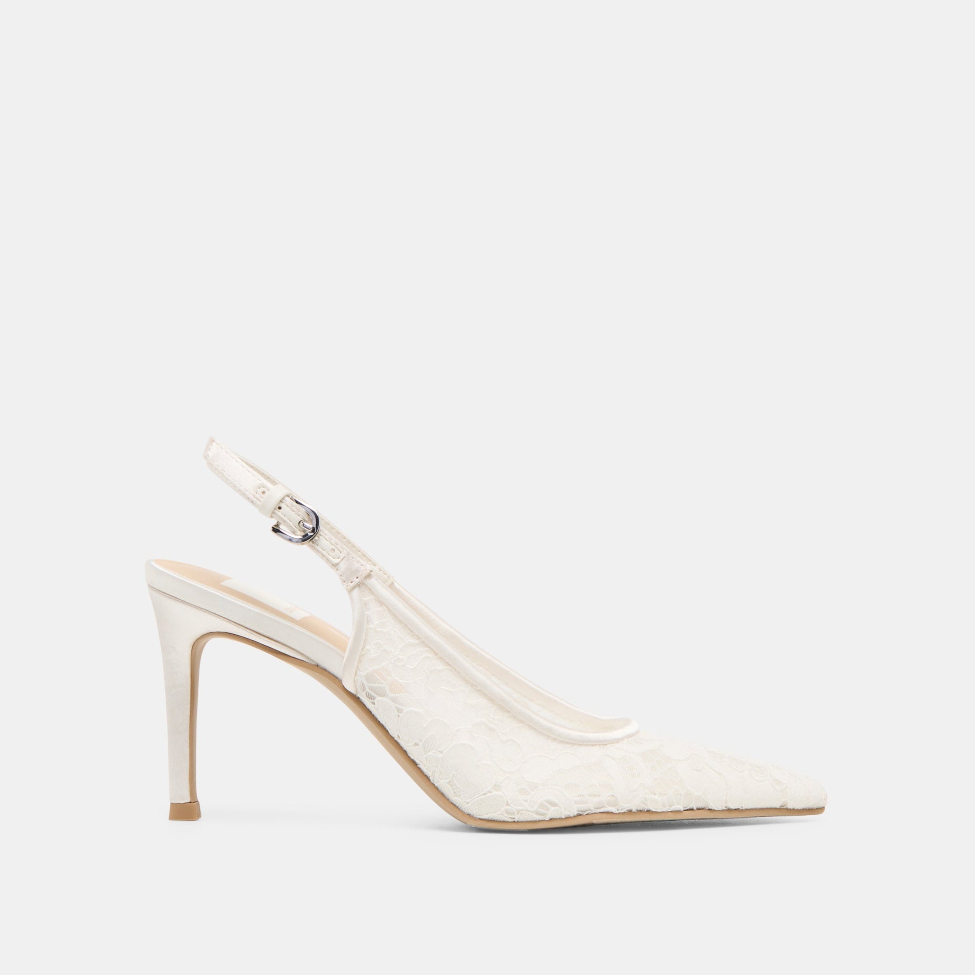 Yami True White Lace Heels