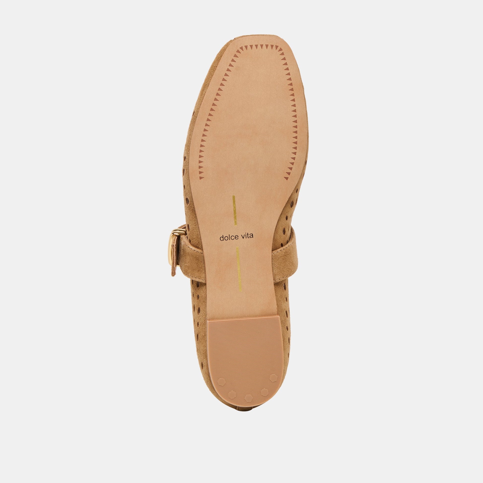 Mikel Lt Brown Perforated Suede Ballet Flats