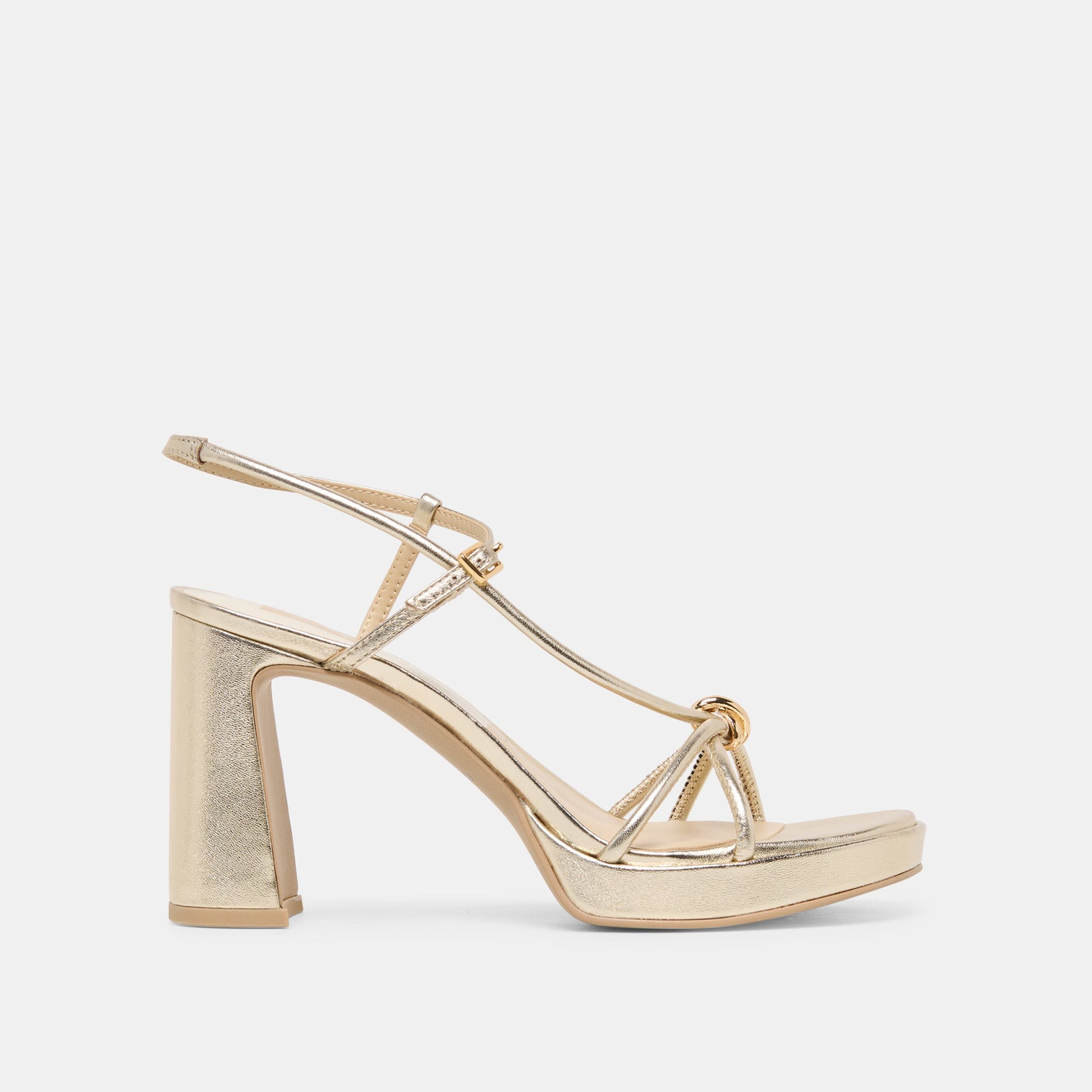 Odete Gold Leather Heels