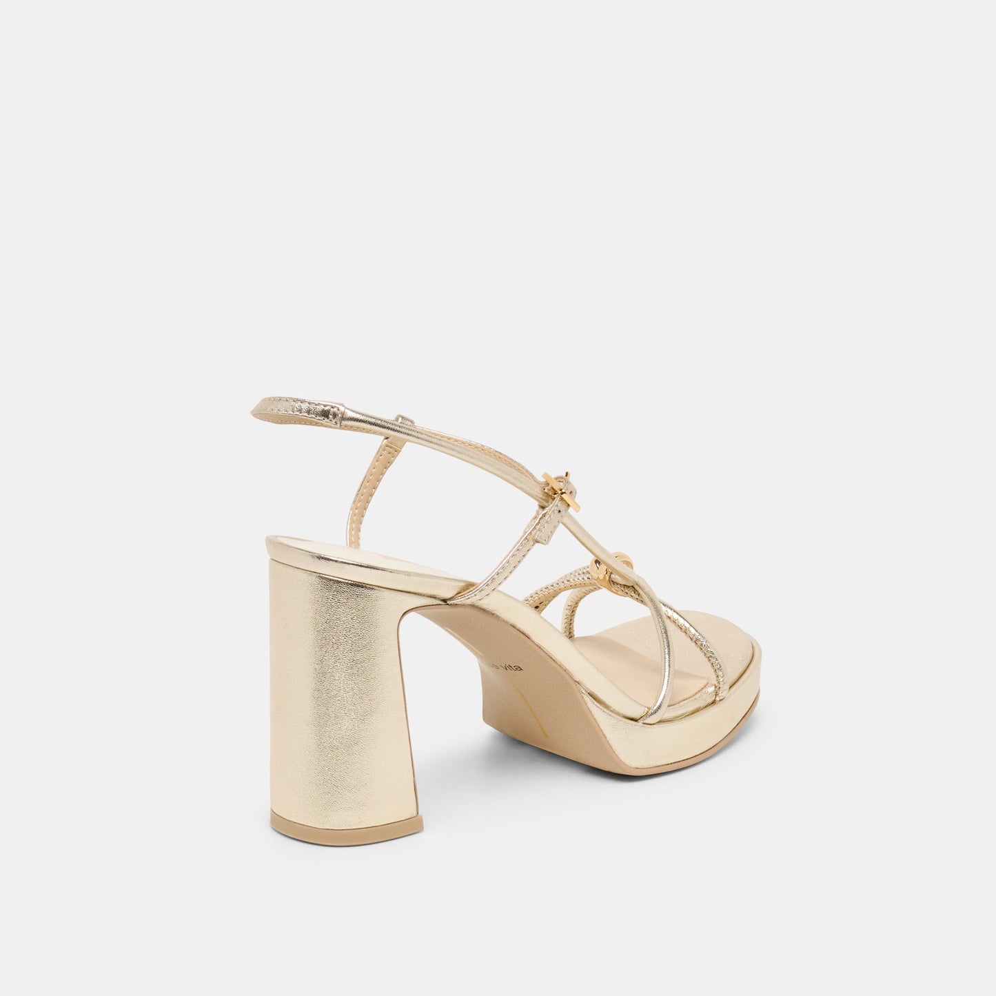 Odete Gold Leather Heels
