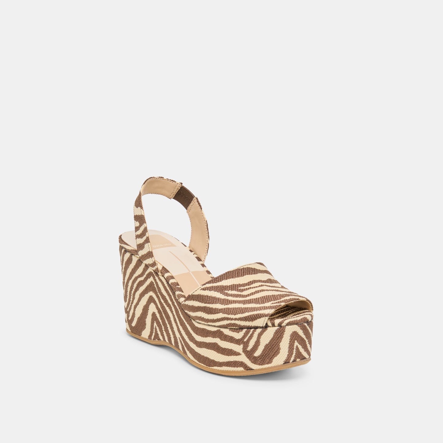 Akera Beige Zebra Raffia Wedges