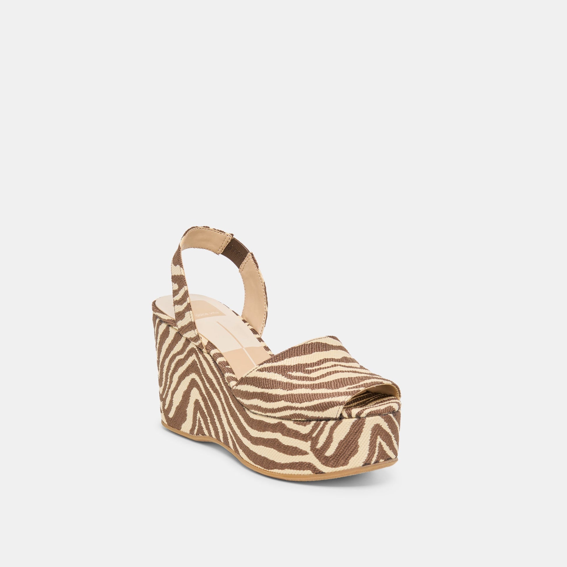 Akera Beige Zebra Raffia Wedges