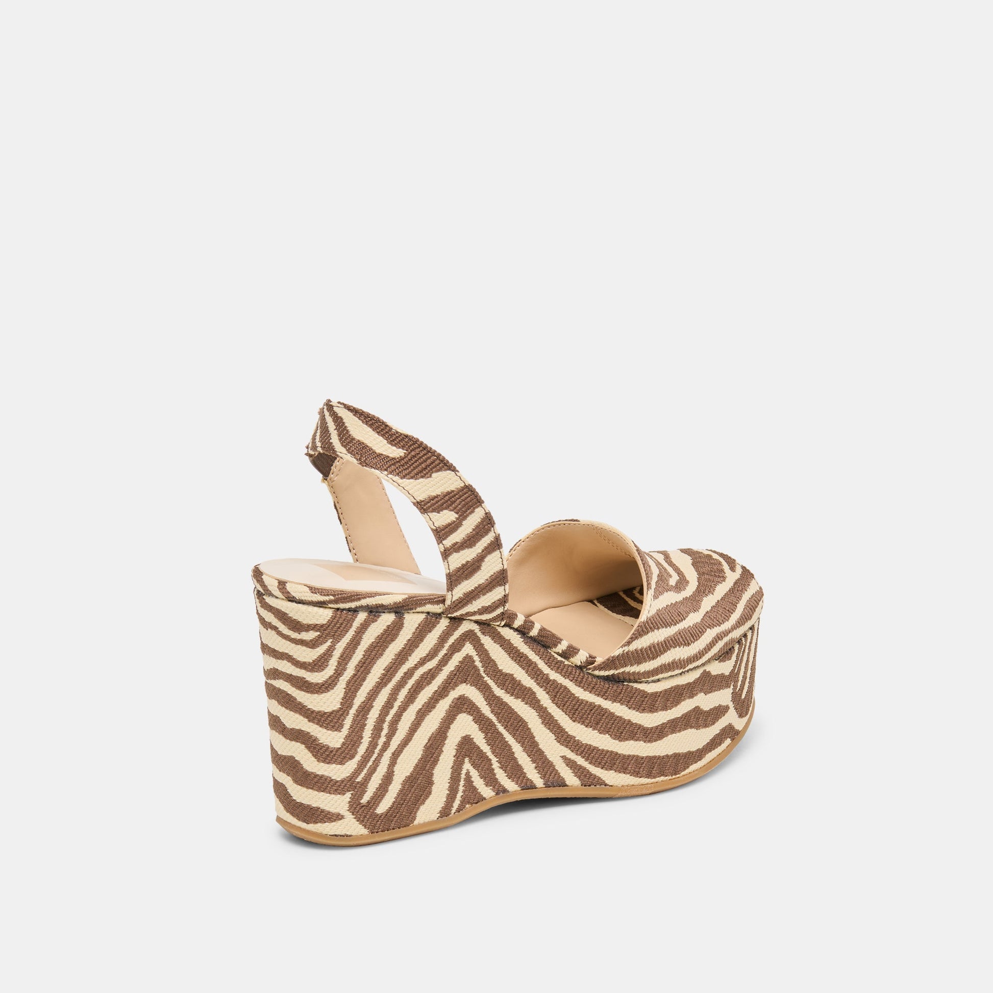 Akera Beige Zebra Raffia Wedges