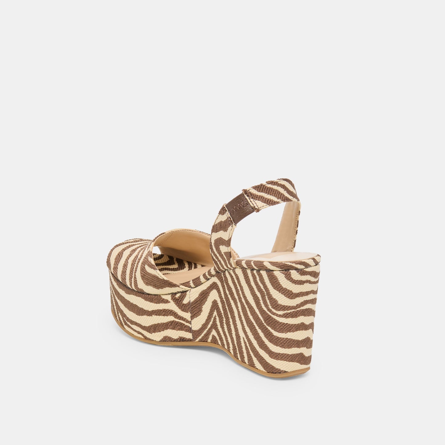 Akera Beige Zebra Raffia Wedges