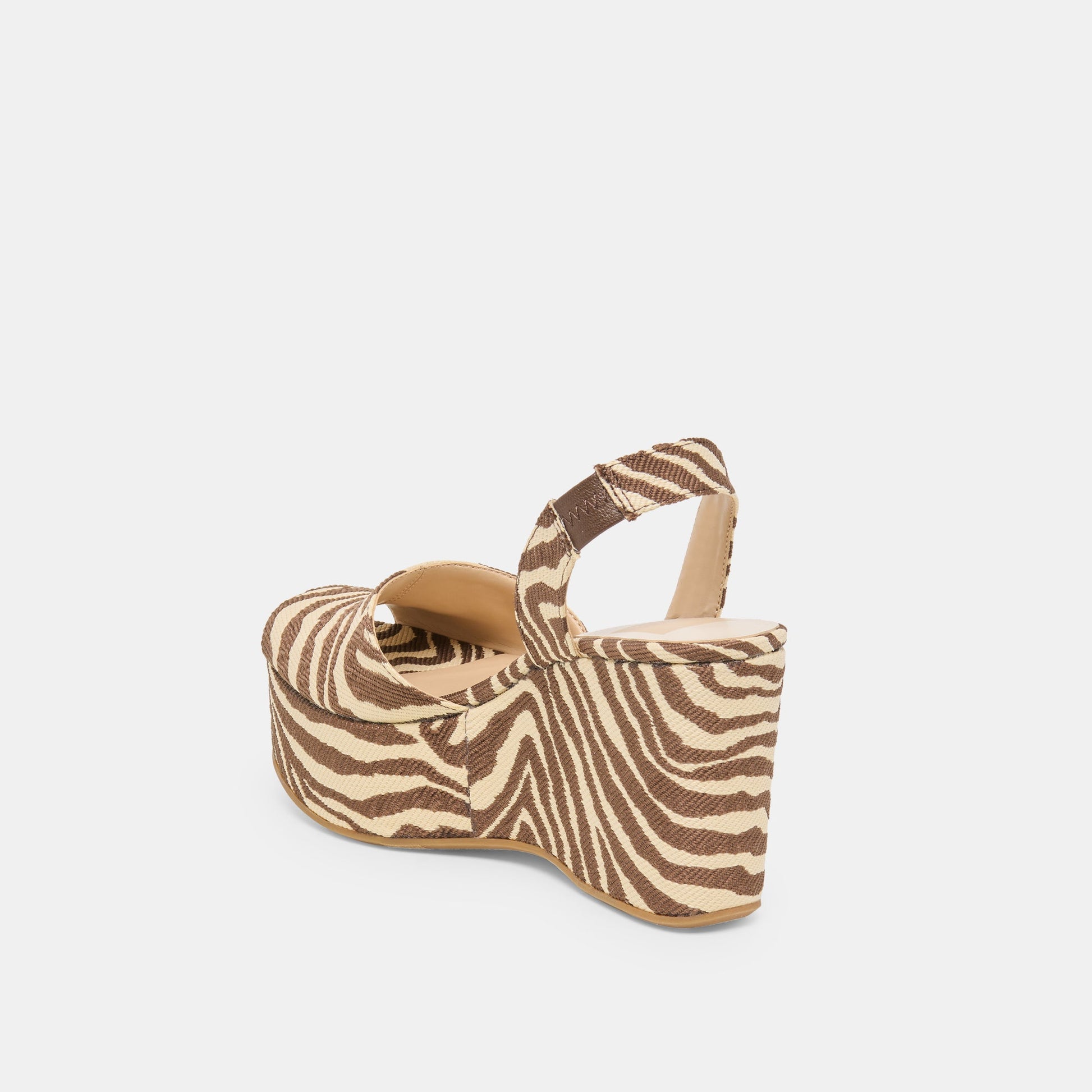 Akera Beige Zebra Raffia Wedges