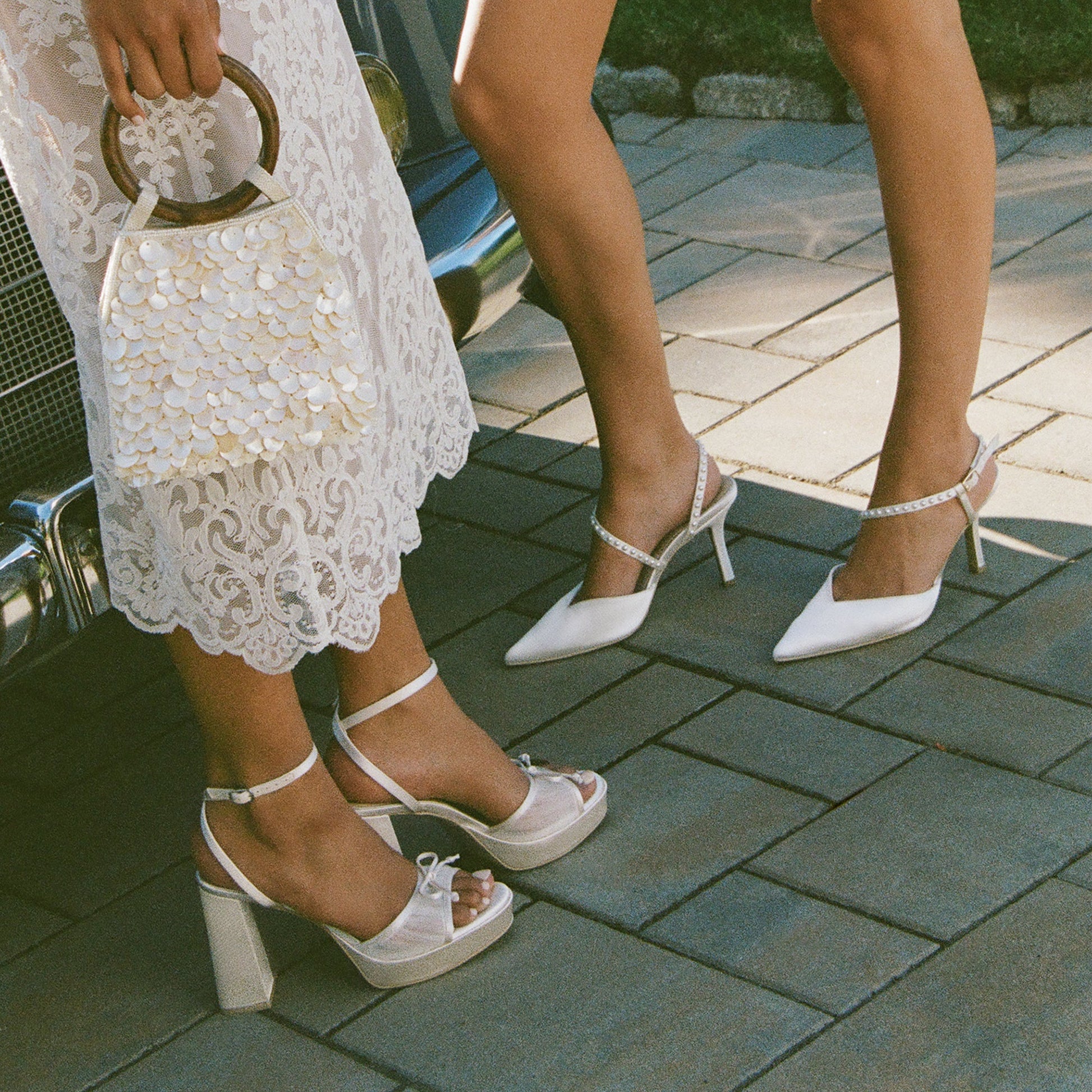 Pandor White Tulle Heels
