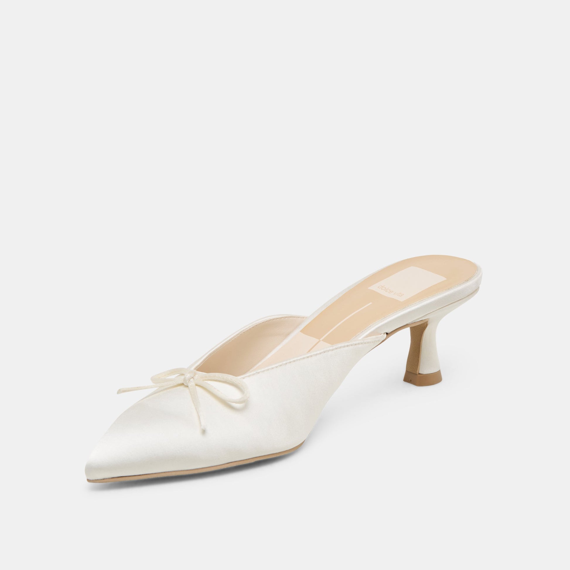 Cleo Off White Satin Heels