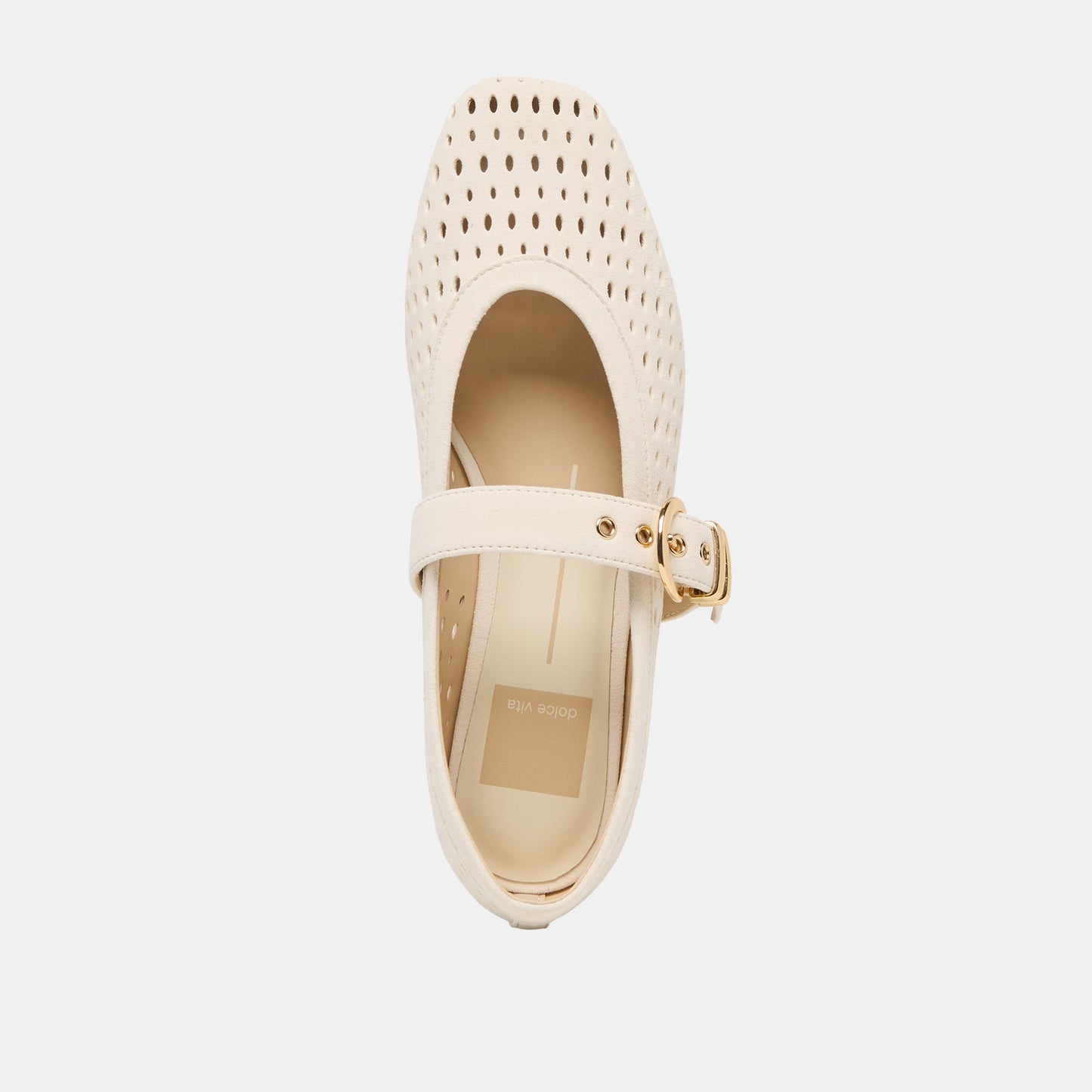 Mikel Creme Perforated Suede Ballet Flats