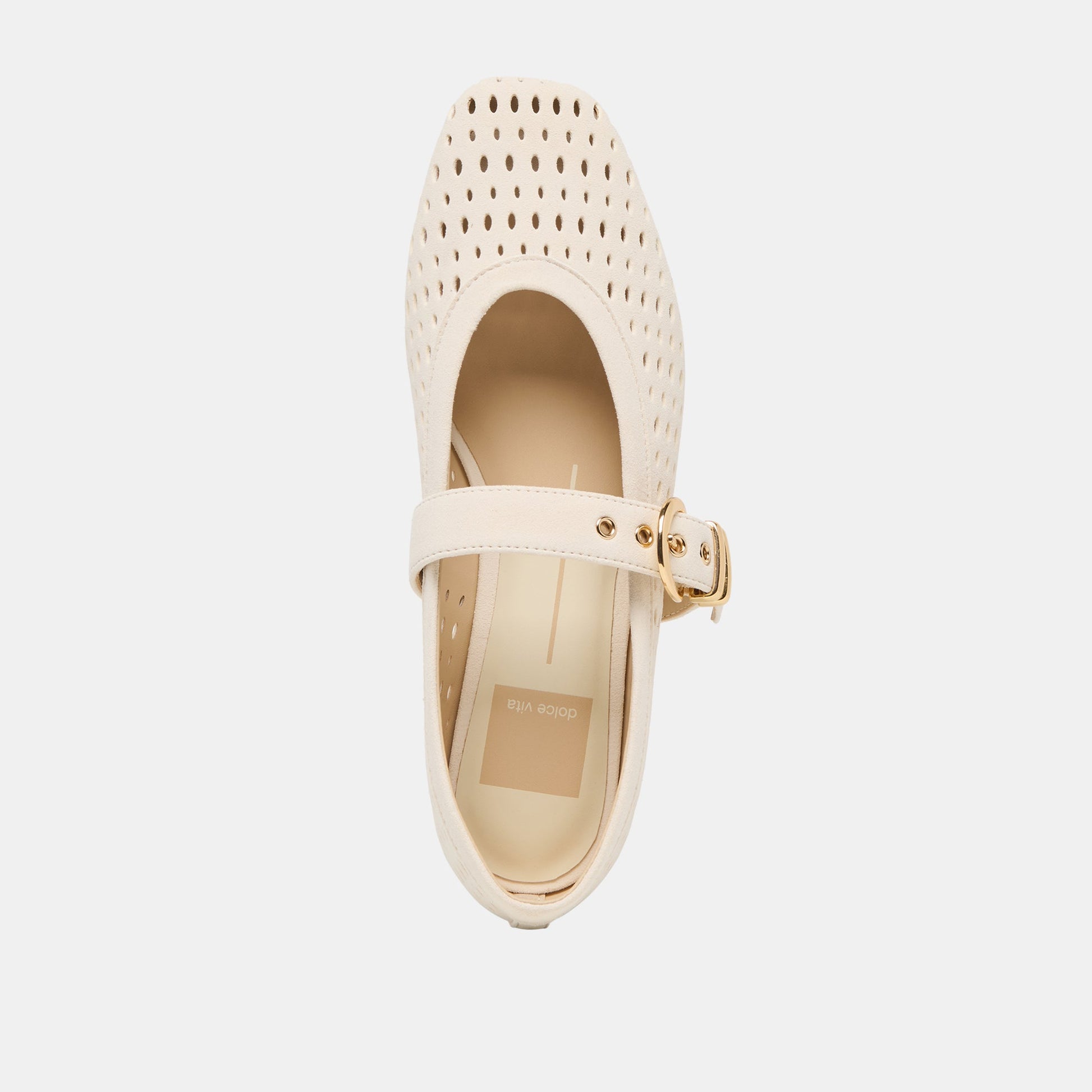 Mikel Creme Perforated Suede Ballet Flats