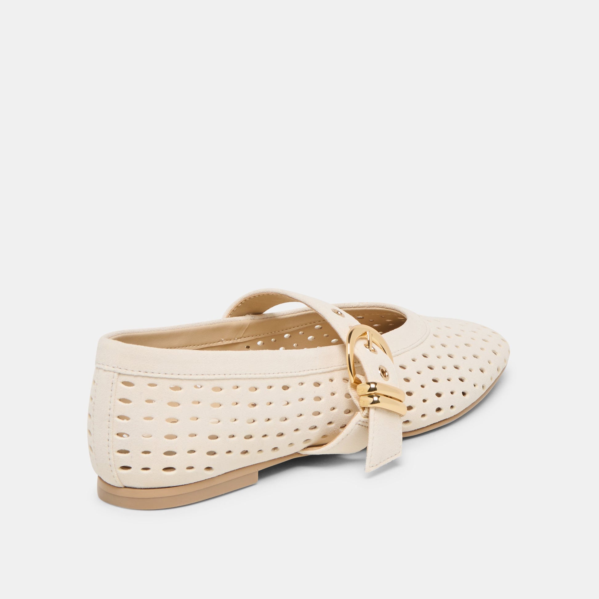 Mikel Creme Perforated Suede Ballet Flats