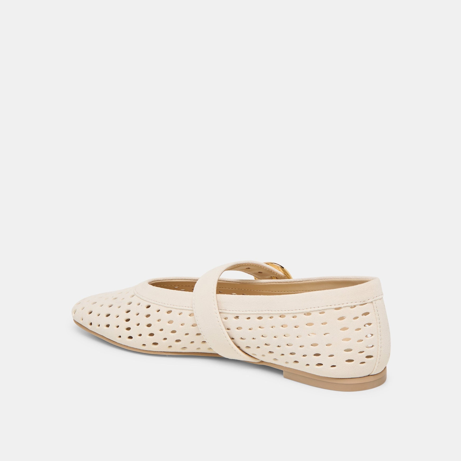 Mikel Creme Perforated Suede Ballet Flats