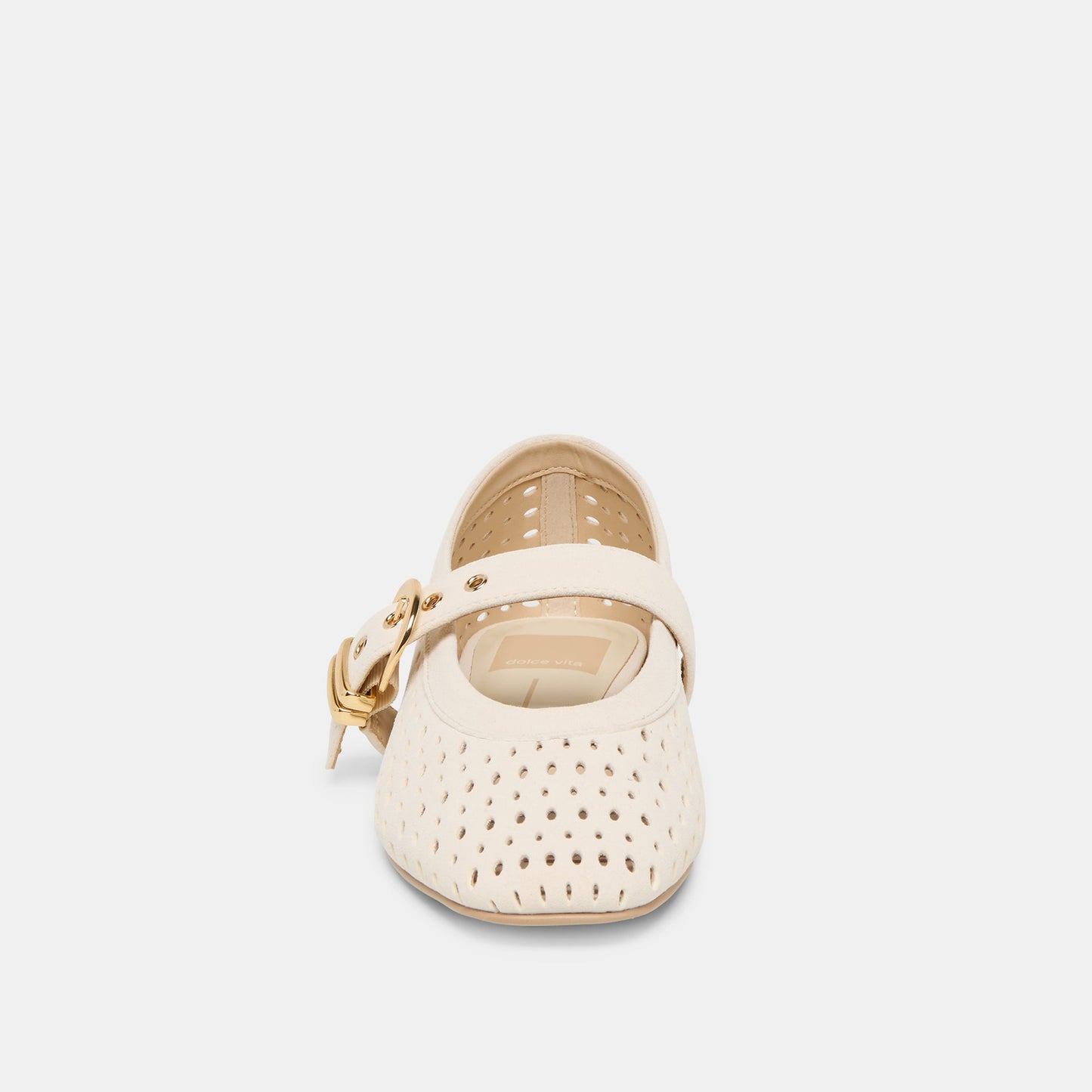 Mikel Creme Perforated Suede Ballet Flats