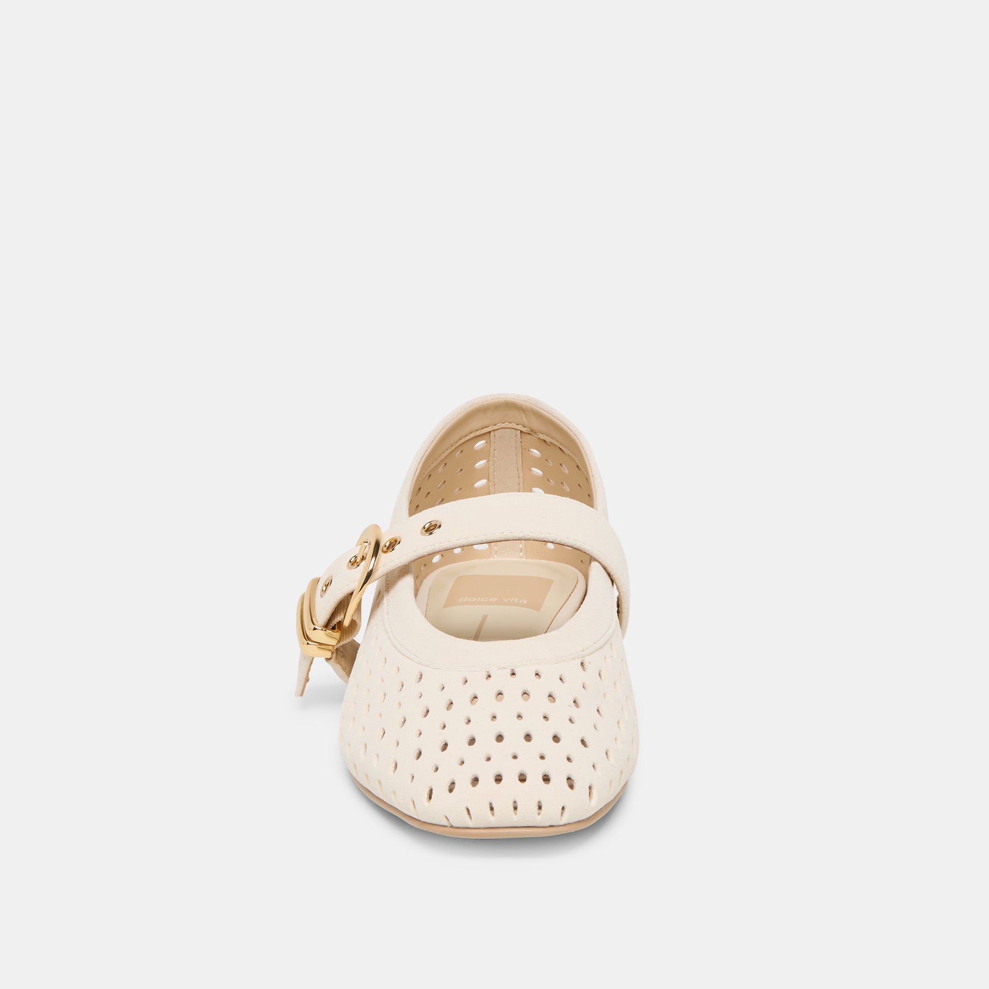 Mikel Creme Perforated Suede Ballet Flats