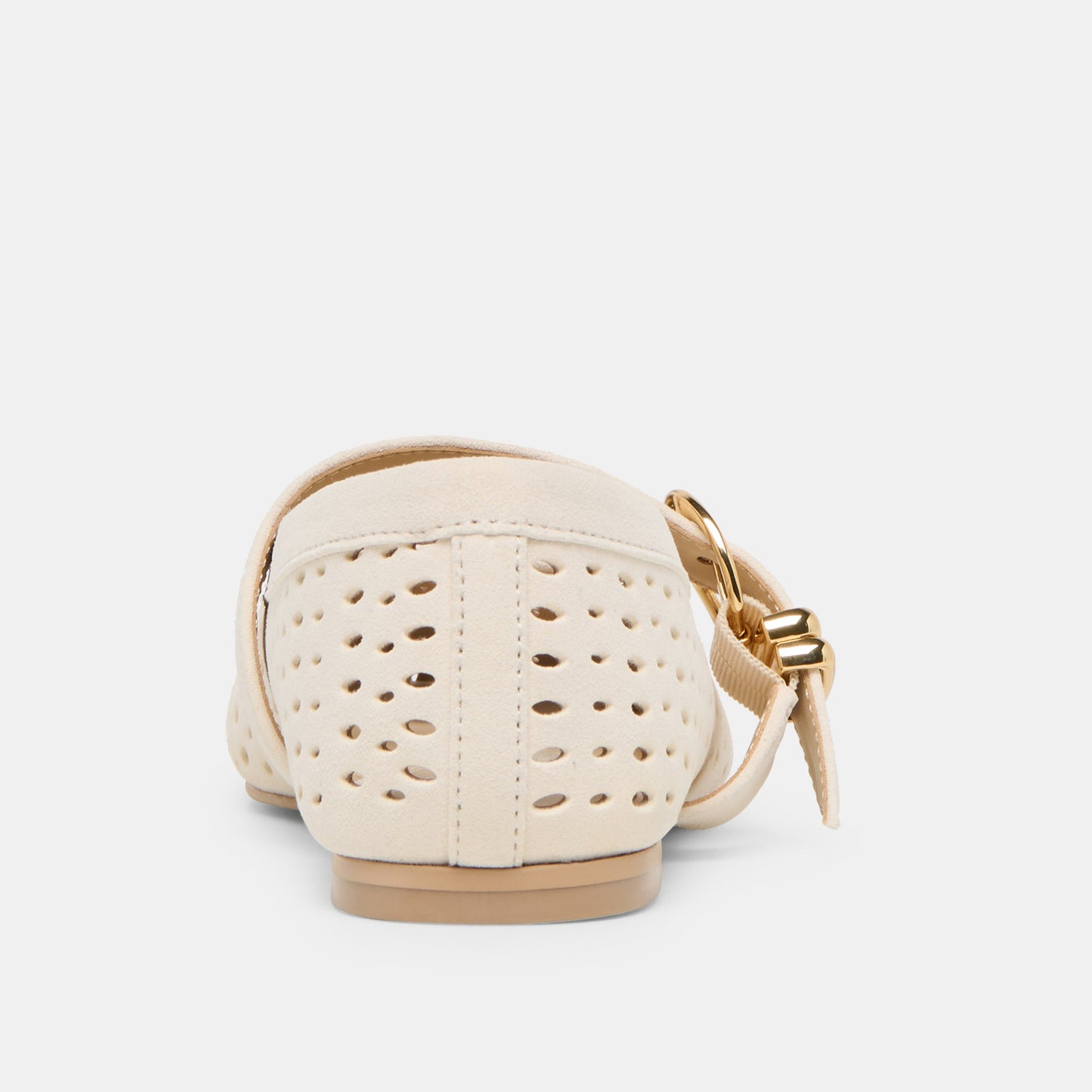 Mikel Creme Perforated Suede Ballet Flats