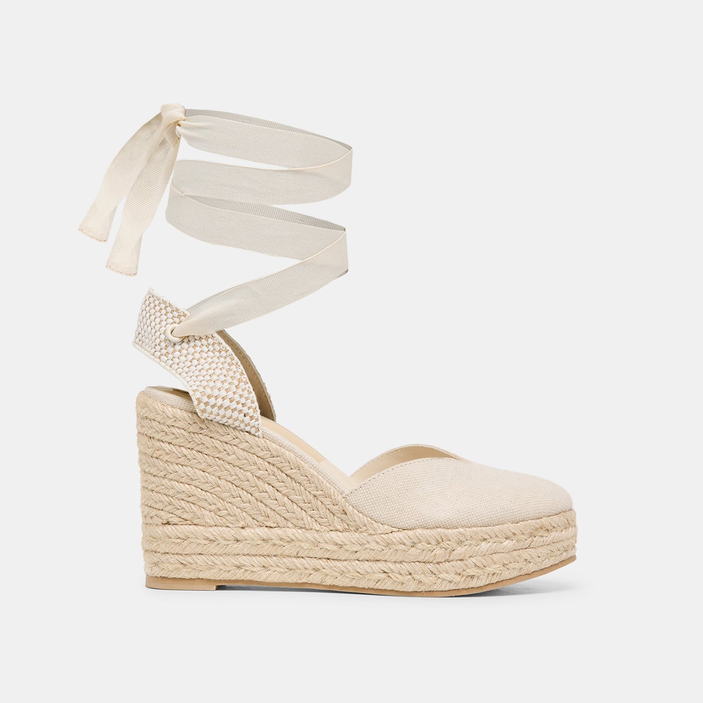 Noura Ecru Linen Wedges