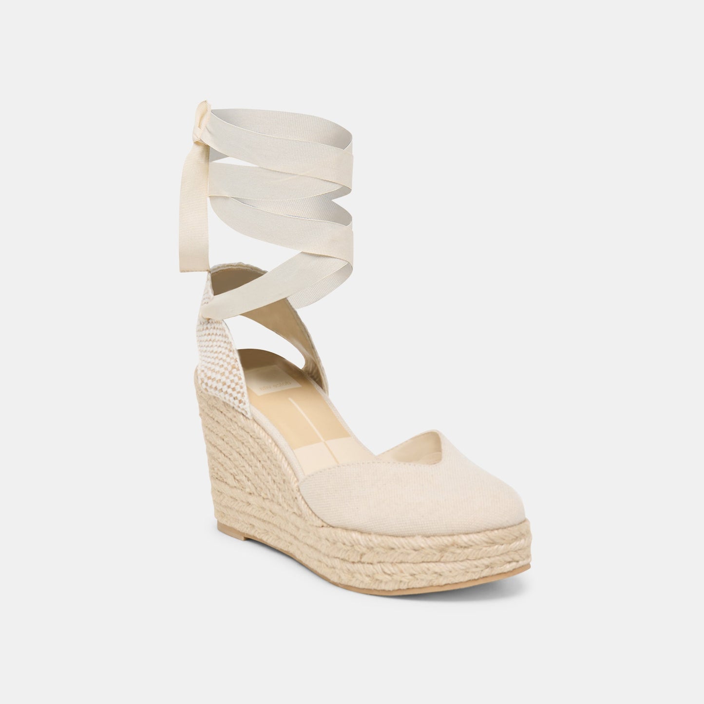Noura Ecru Linen Wedges