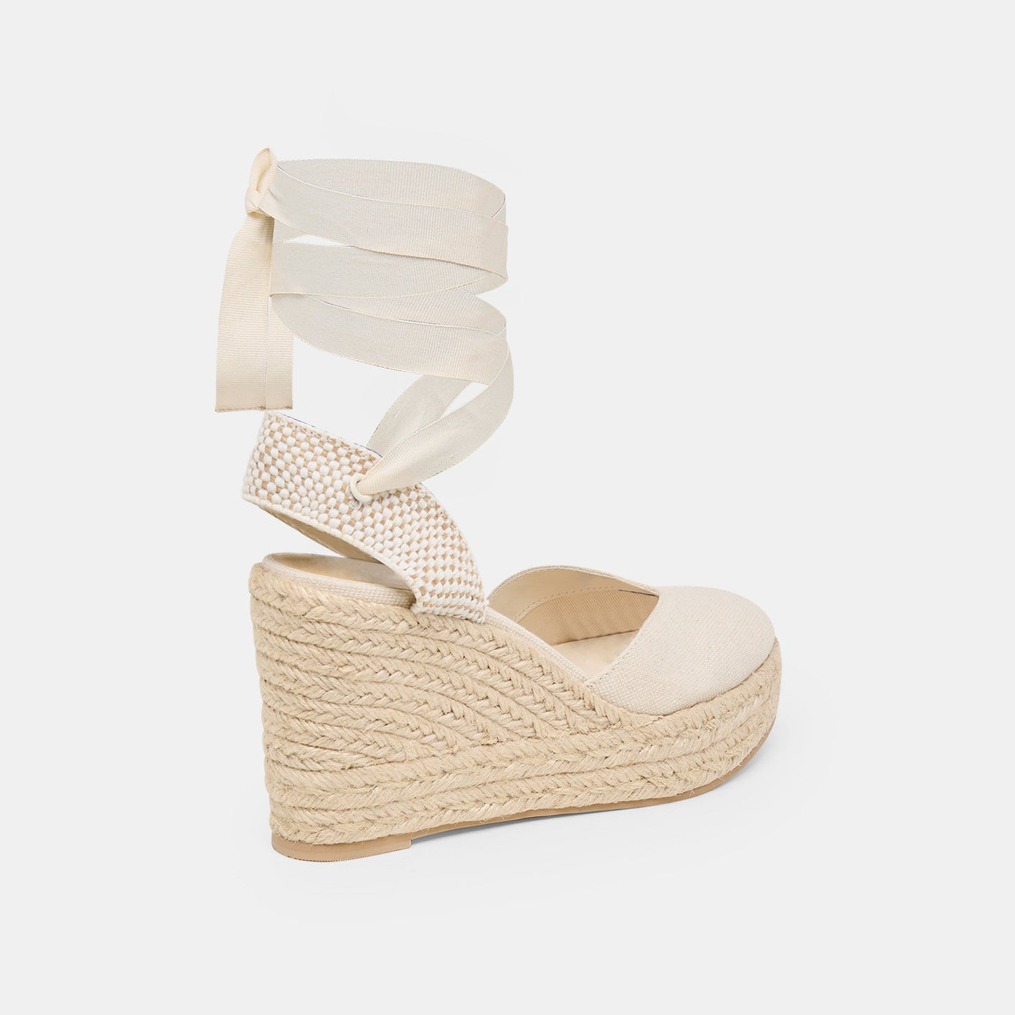 Noura Ecru Linen Wedges