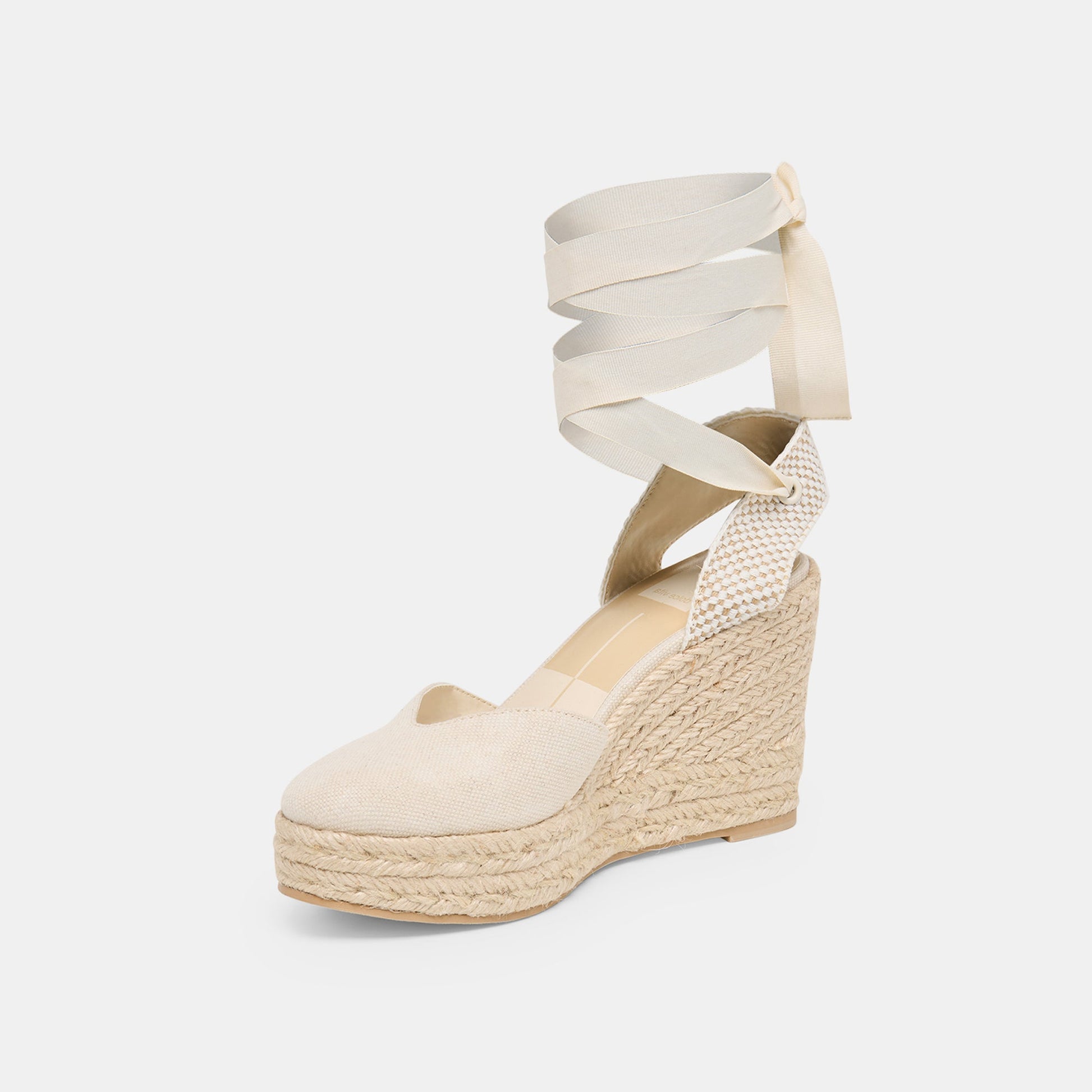 Noura Ecru Linen Wedges