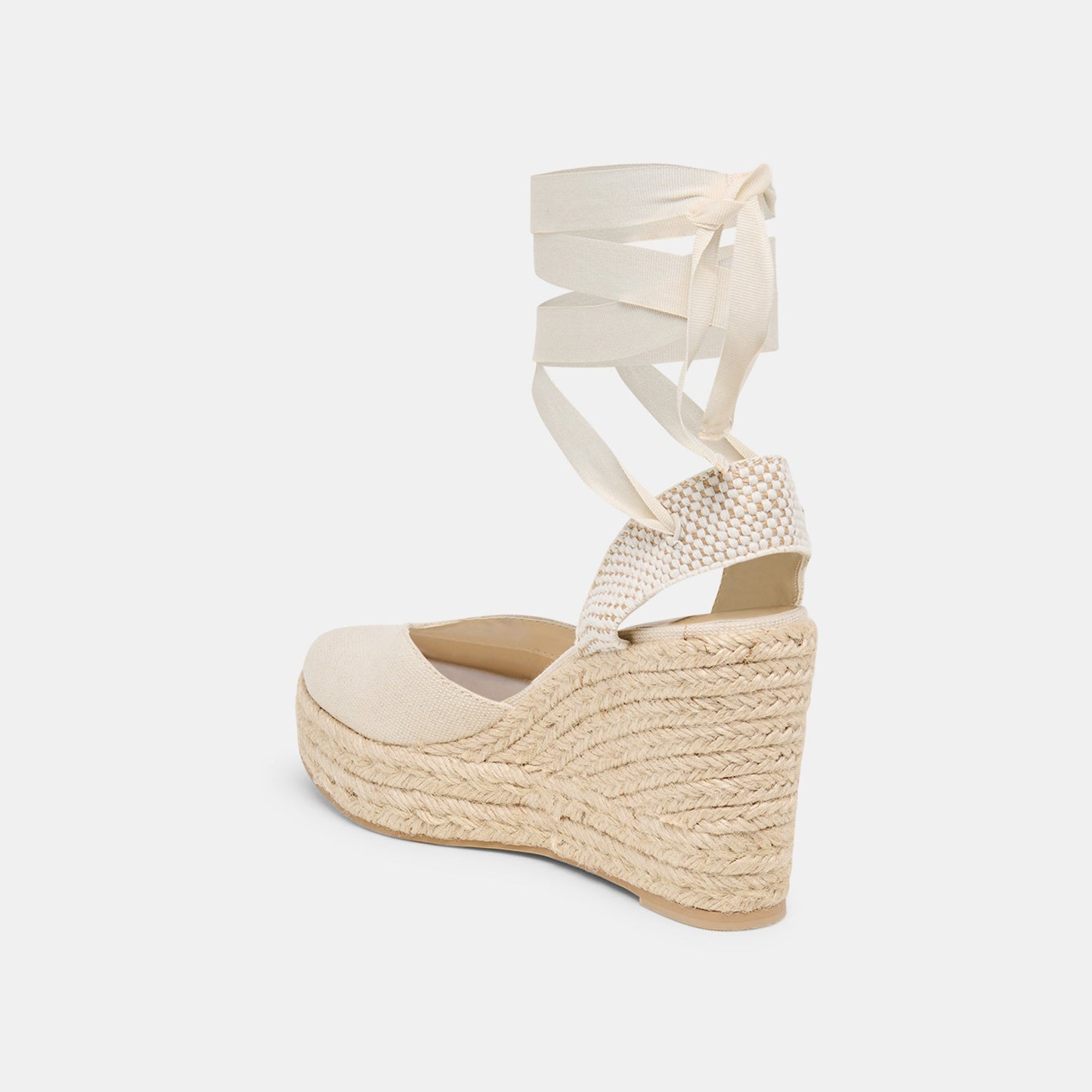 Noura Ecru Linen Wedges