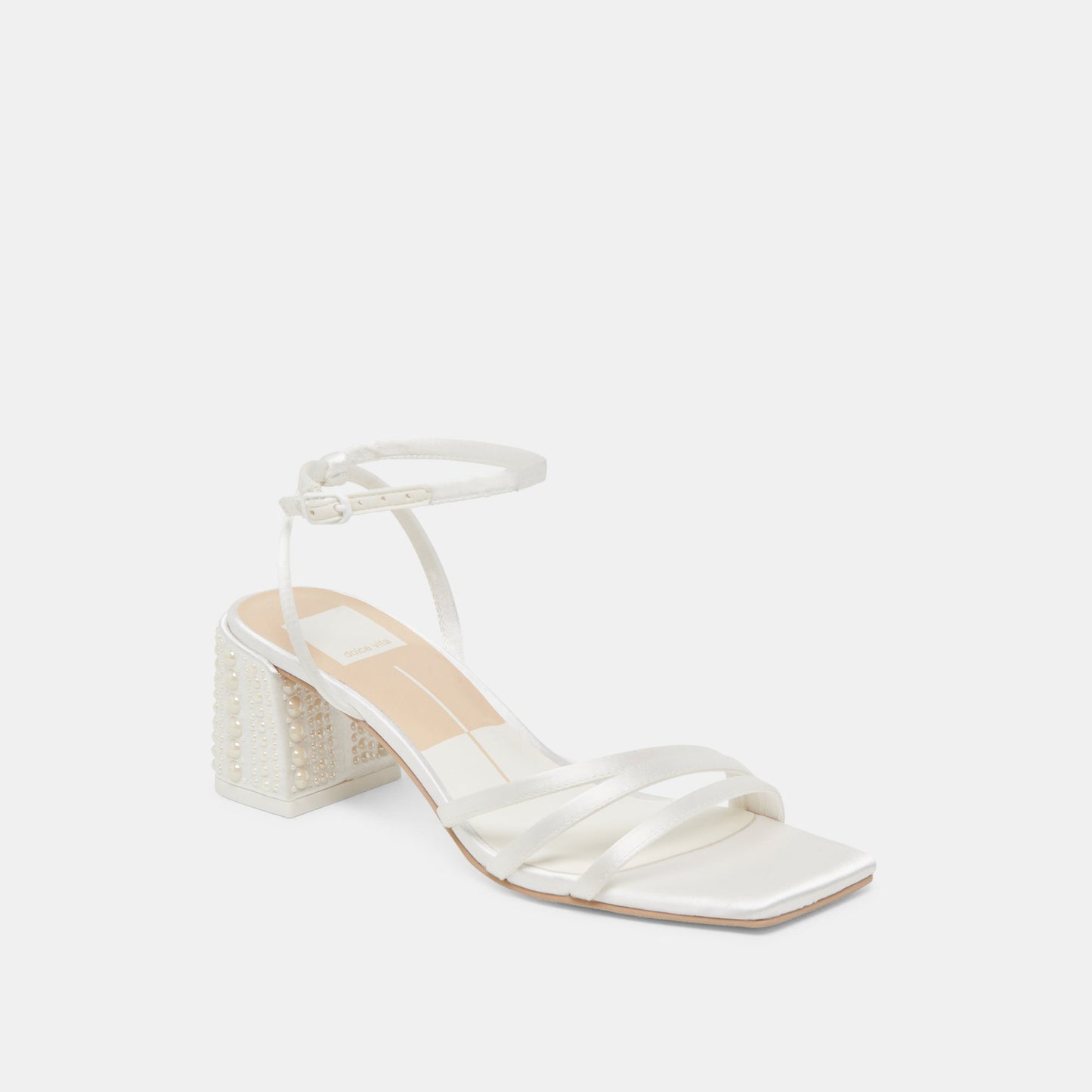 YSABEL PEARL HEELS TRUE WHITE SATIN
 – Dolce Vita