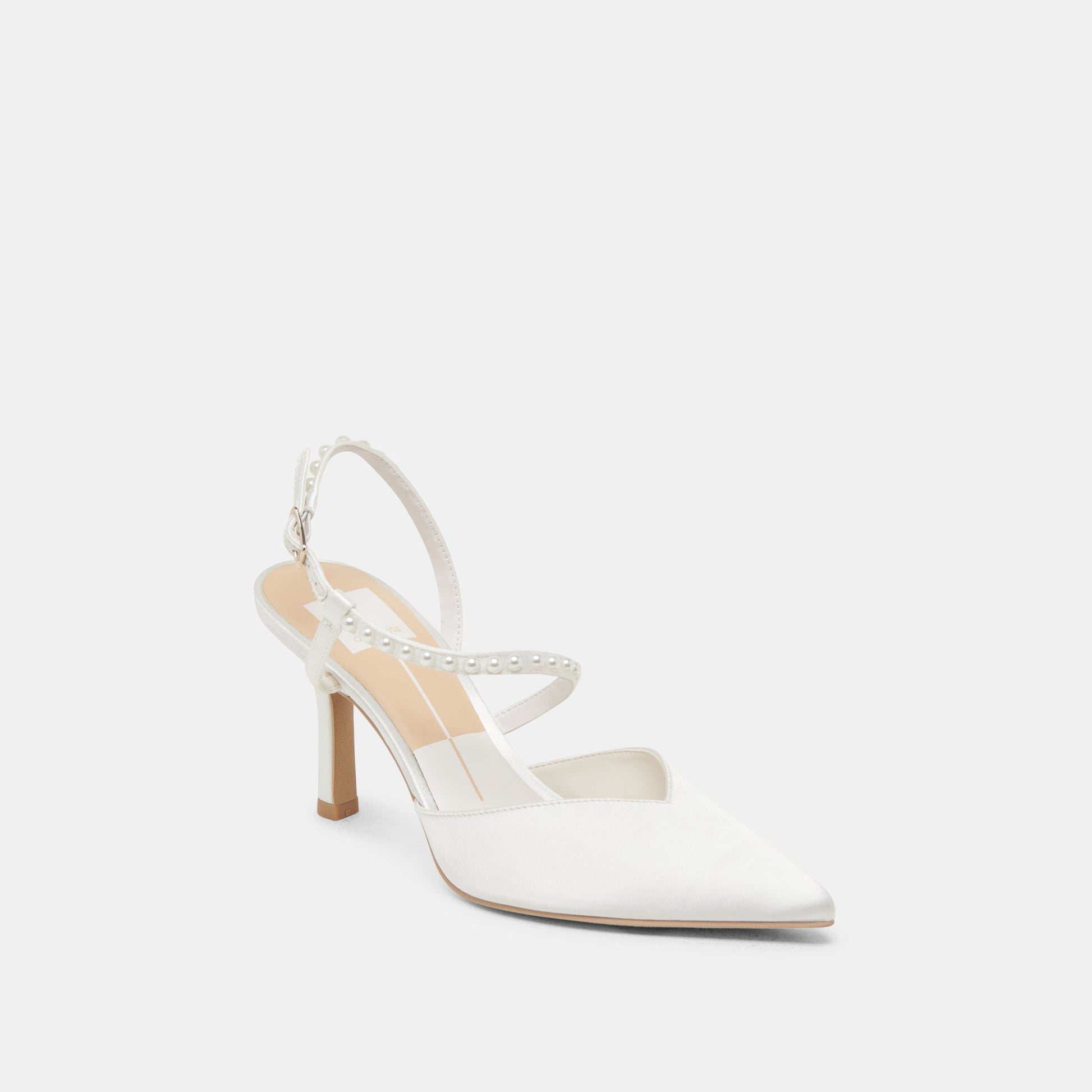 KAMRA PEARL HEELS TRUE WHITE SATIN
 – Dolce Vita