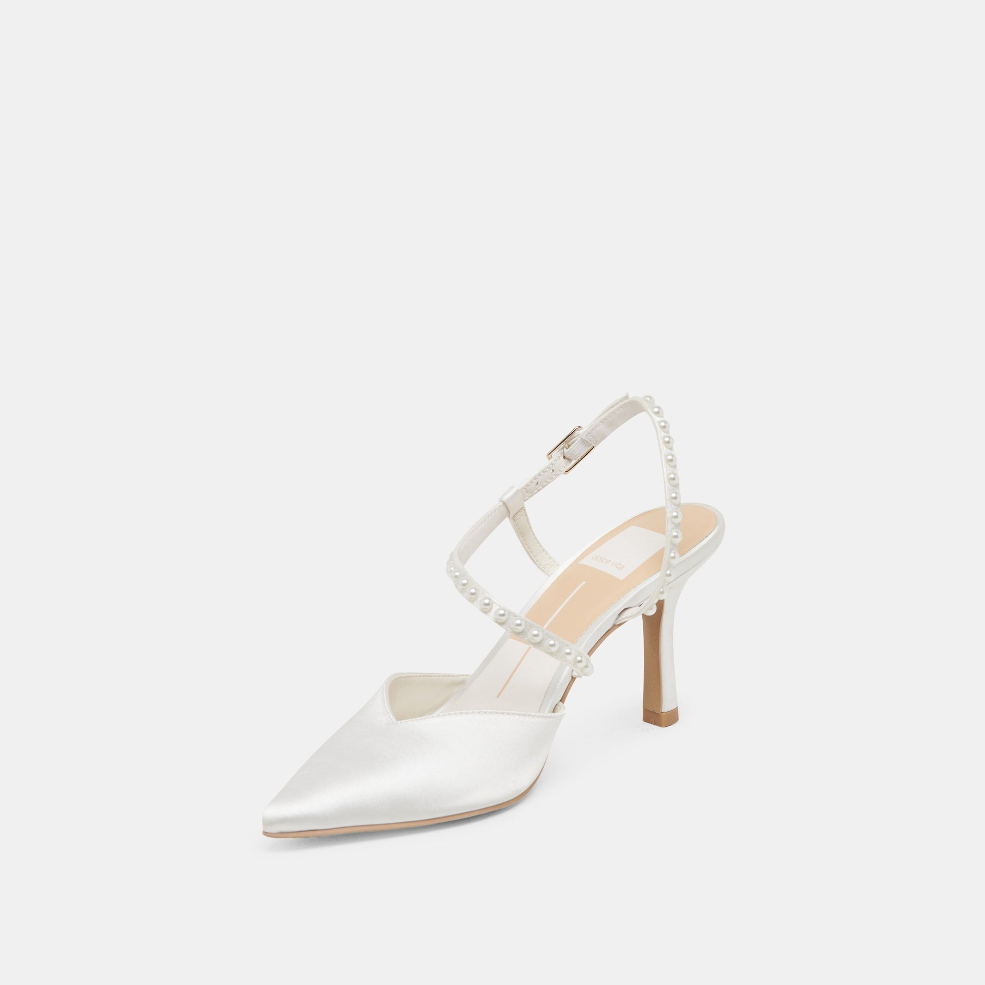 KAMRA PEARL HEELS TRUE WHITE SATIN
 – Dolce Vita