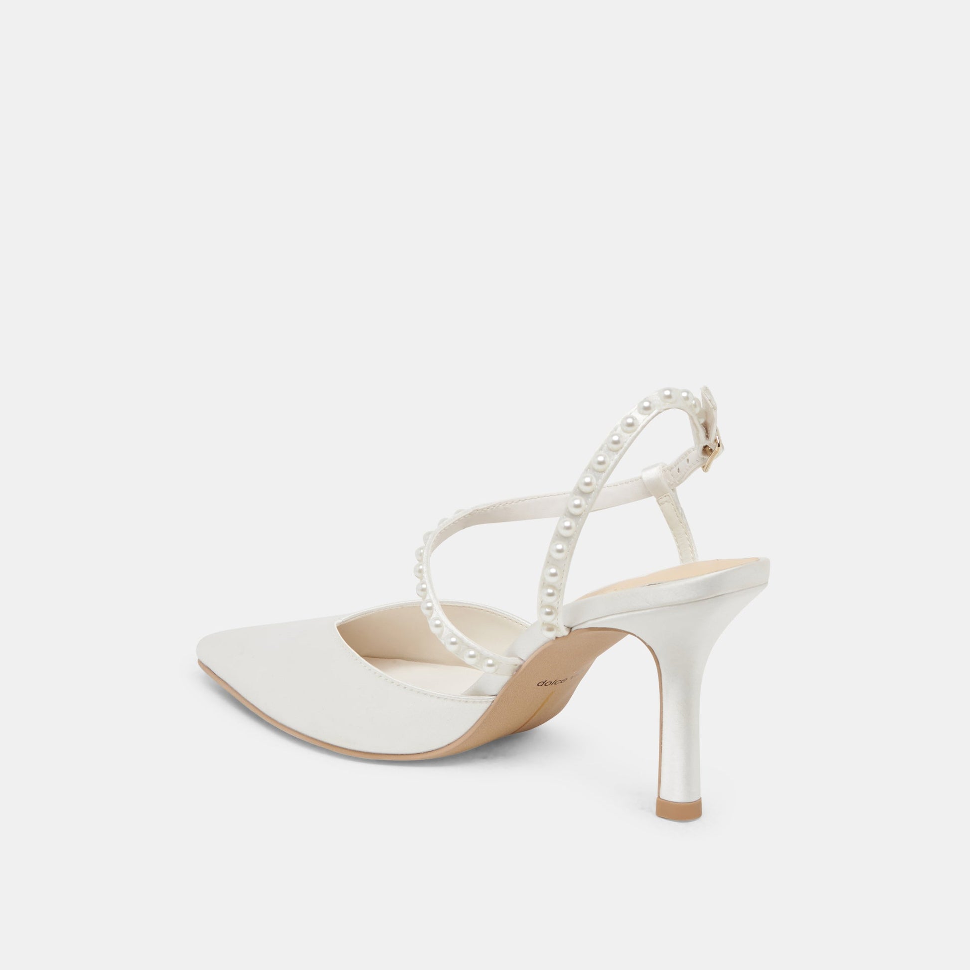 KAMRA PEARL HEELS TRUE WHITE SATIN
 – Dolce Vita