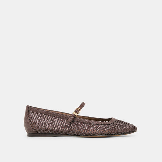 Reyes Chocolate Woven Raffia Ballet Flats