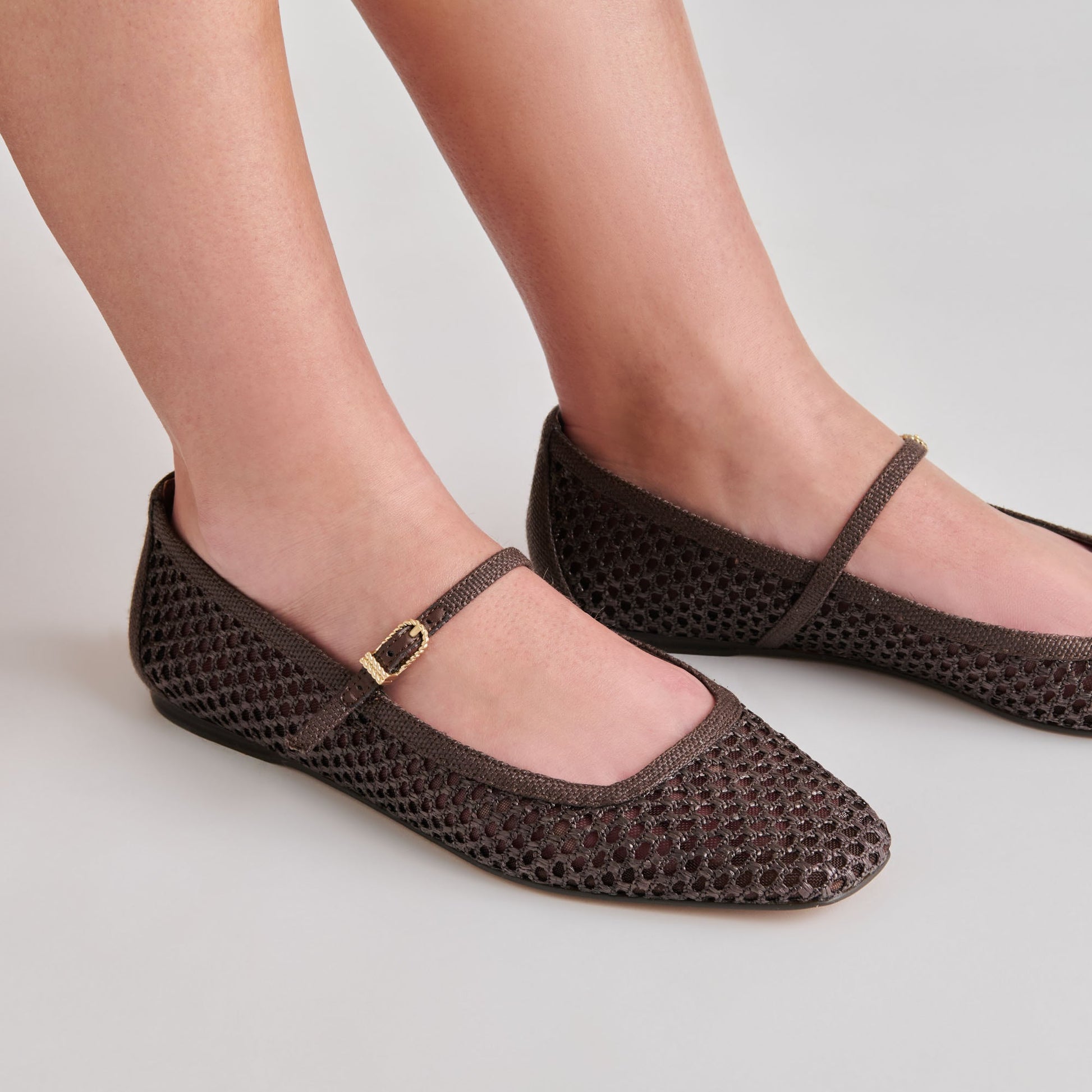 Reyes Chocolate Woven Raffia Ballet Flats