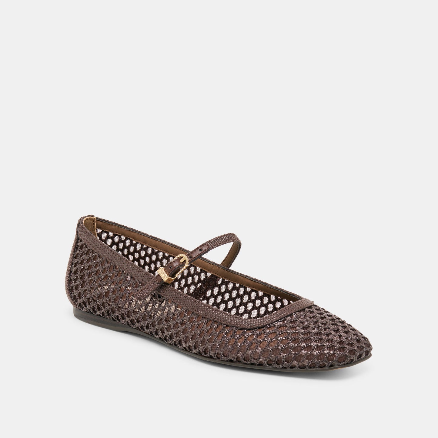 Reyes Chocolate Woven Raffia Ballet Flats