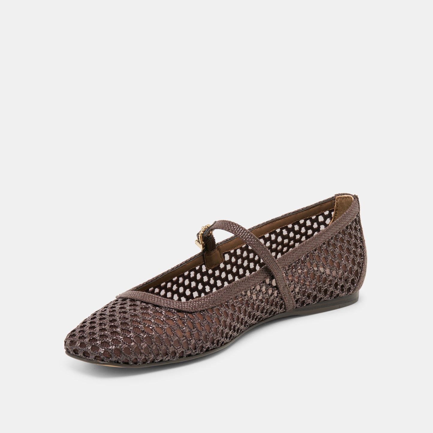 Reyes Chocolate Woven Raffia Ballet Flats