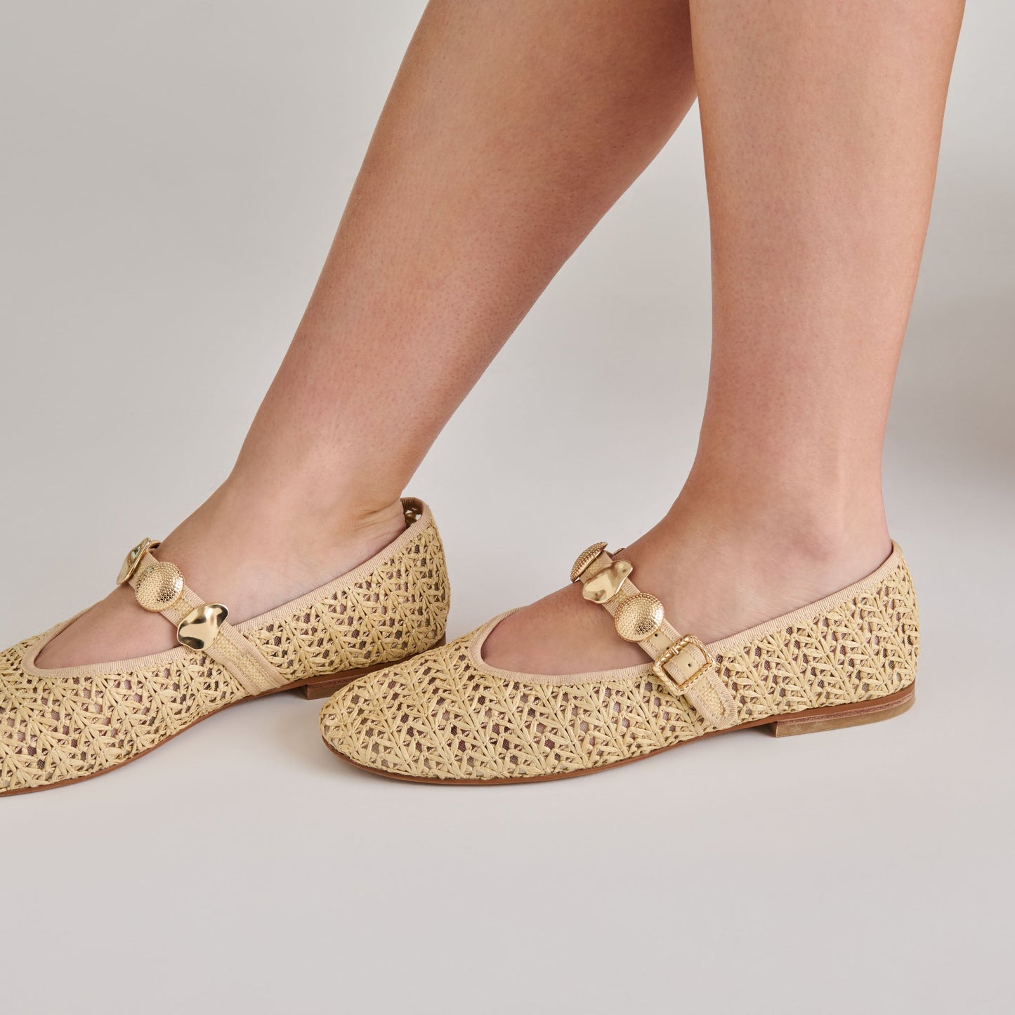 Relan Natural Cross Hatch Raffia Ballet Flats