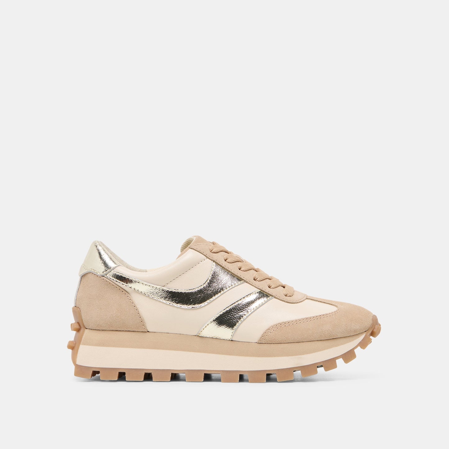 TRESA White Gold Suede Platform Sneakers